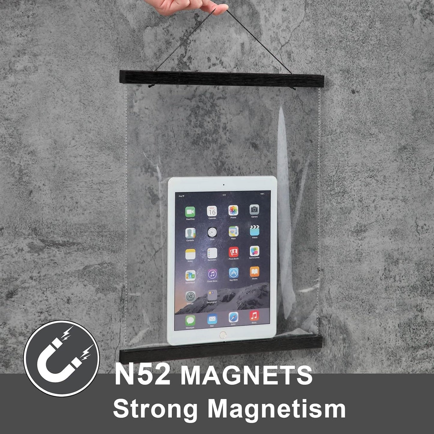 WITCOLOR Magnetic Poster Hanger Frame, 10x20 10x13 10x16 Black Wood Wooden Magnet Canvas Artwork Print Dowel Poster Hangers Frames Hanging Kit