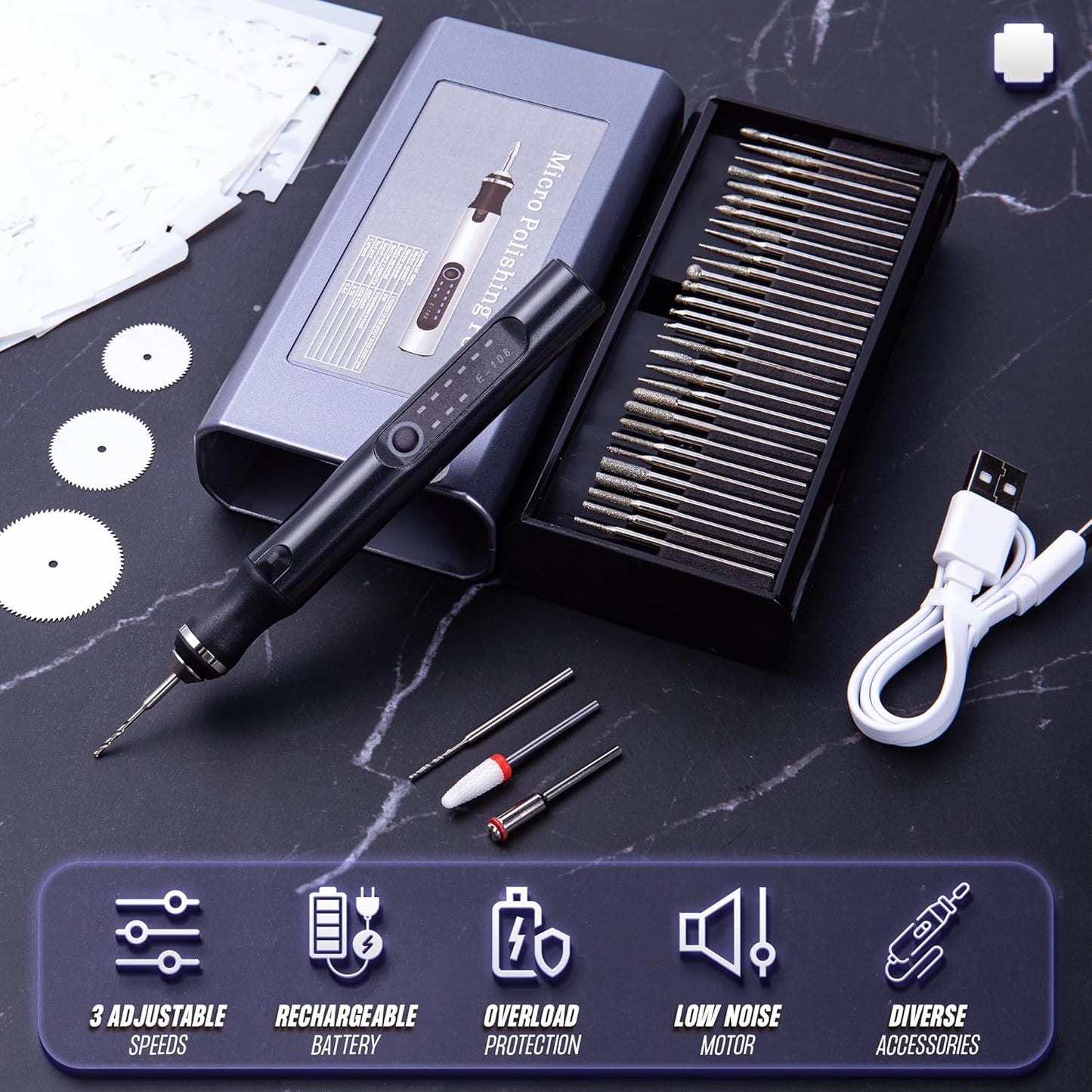 Smotche Customizer Engraving Pen for All Materials - Cordless Portable Engraver Pen for Artists & DIYers - Engrave 50+ Surfaces - Rechargeable