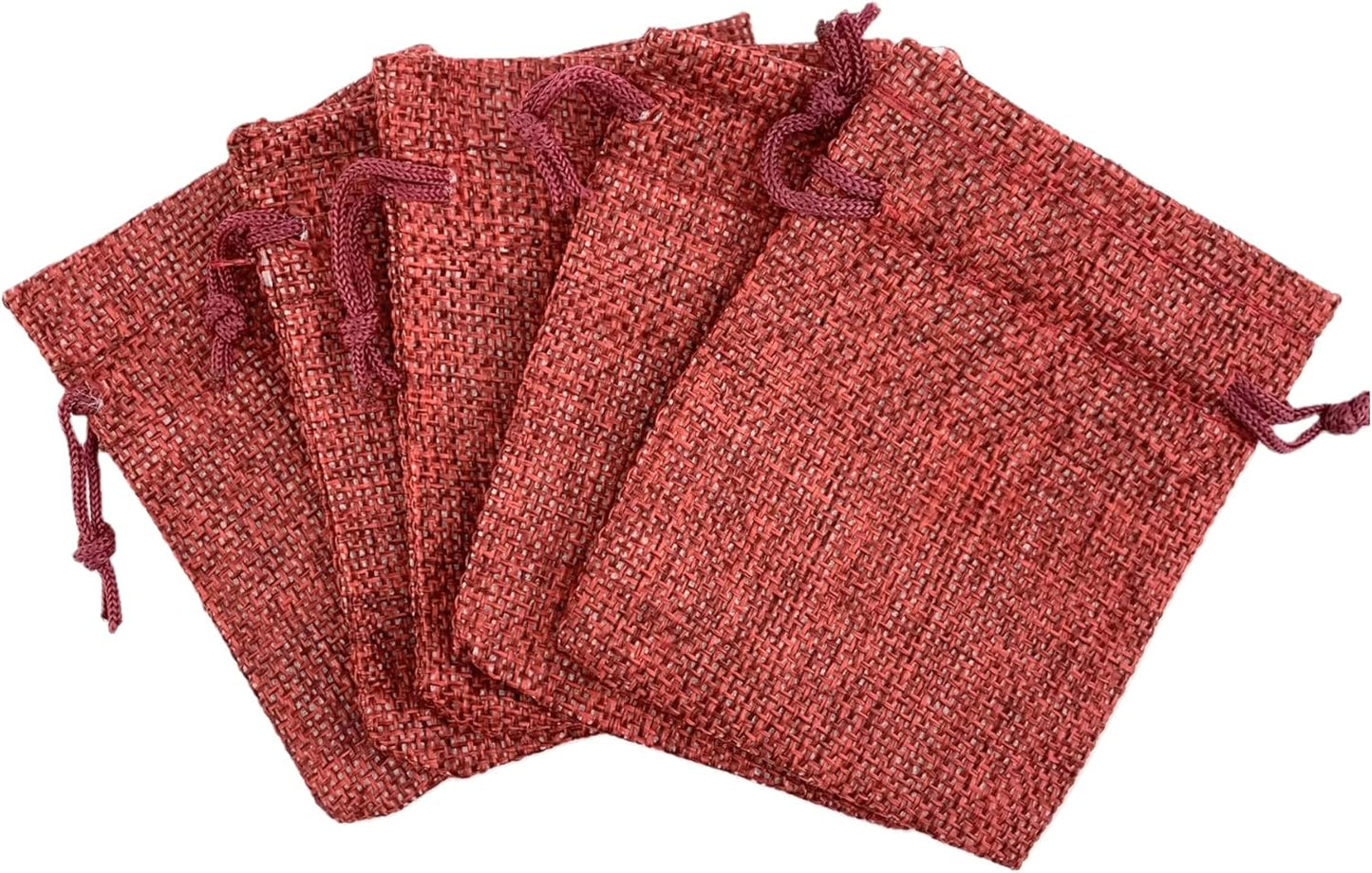 Palmhomee Pack Of 25 Burlap Gift Bags with Drawstring Linen Jewelry Pouches Wedding Hessian Jute Bags for Birthday Jewelry and Treat Pouches Party Wedding Favors Gift Art and DIY Craft   (3.6x4.8 Inch, Burgundy)