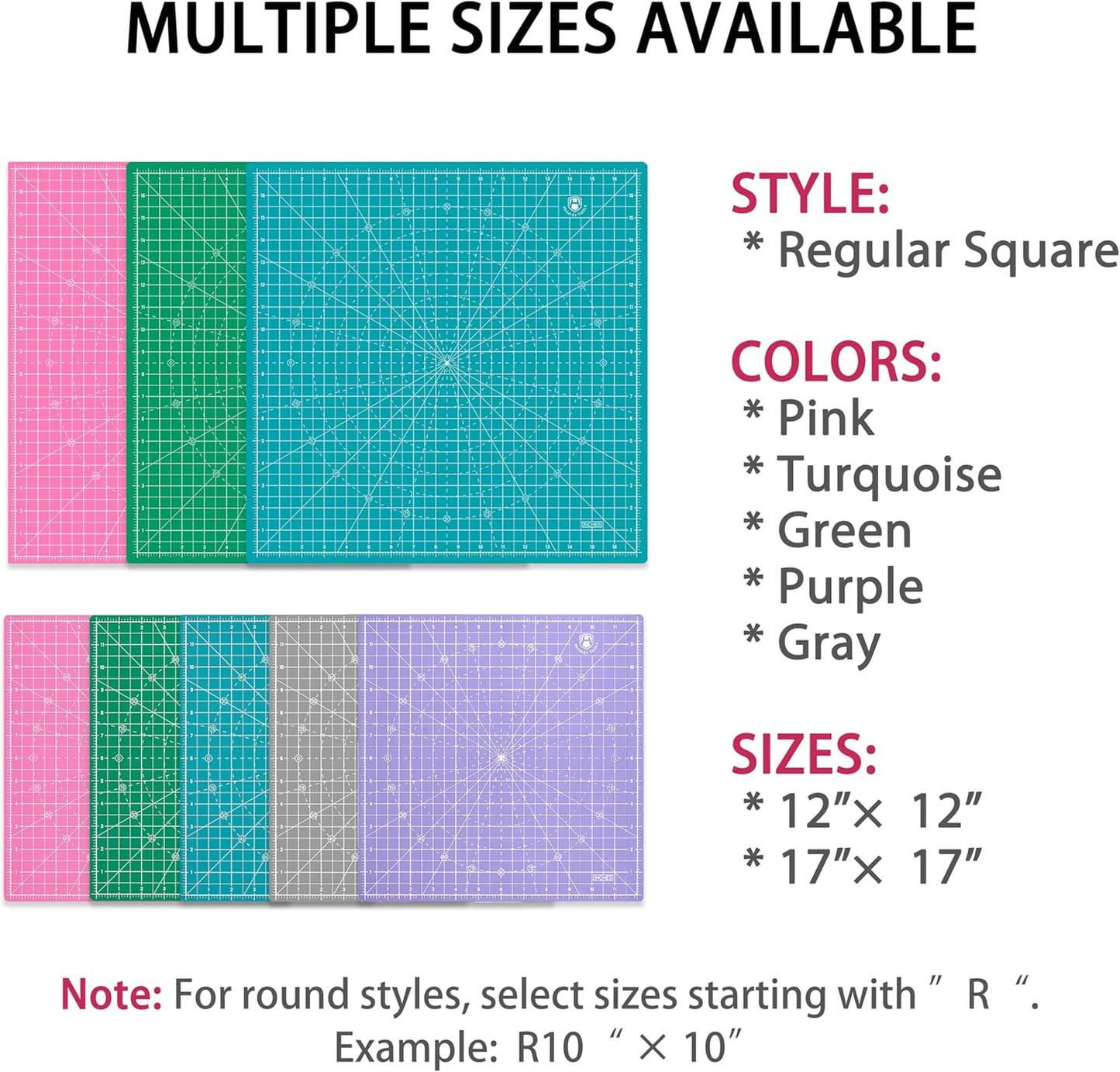Headley Tools 12"x12" Rotating Cutting Mat, Self Healing Mat with 360-Degree Rotation & Anti-Slip Base, Sewing Board Cutting Mat Perfect for Fabric Quilting Leather Hobby Project, Purple