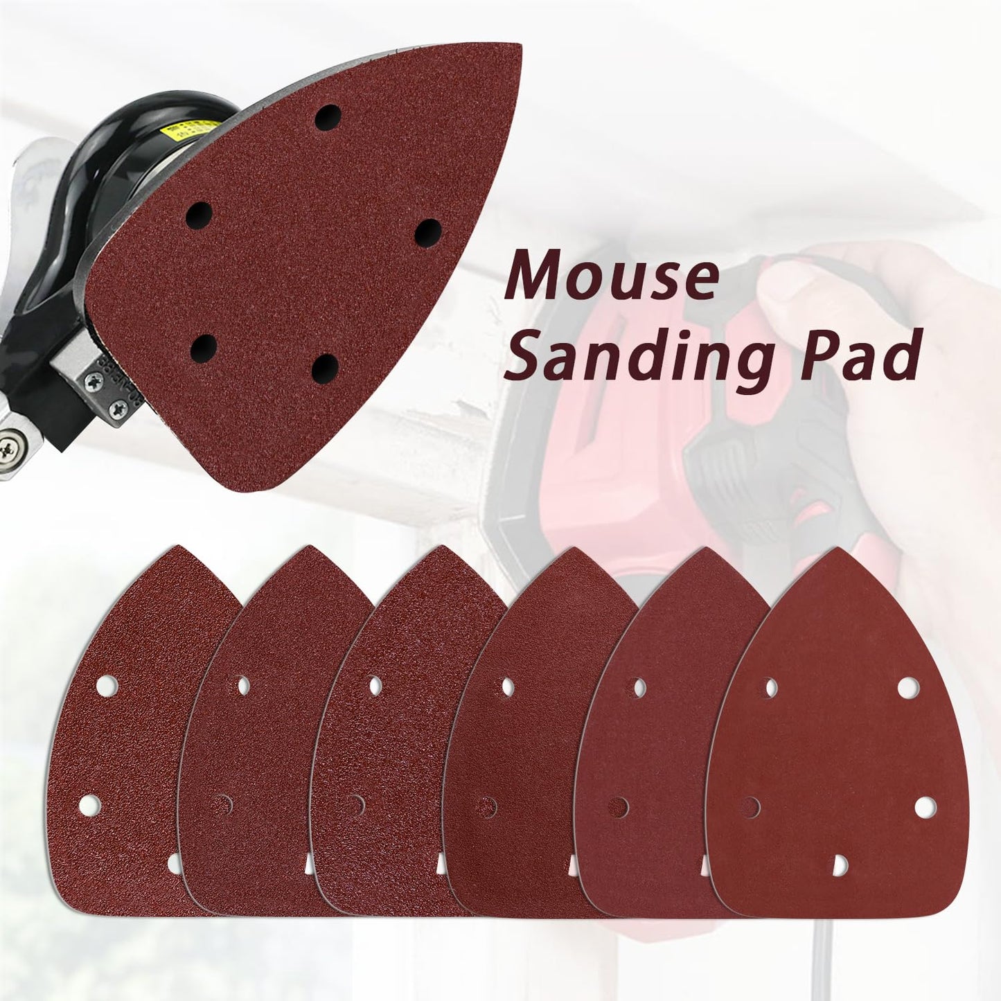 100-Pack Mouse Sandpaper (5-Hole) 100 Grit for Mouse Detail Sanders, Premium Aluminum Oxide, Easy to Replace, Ideal for Woodworking, Furniture Refinishing, and Crafting