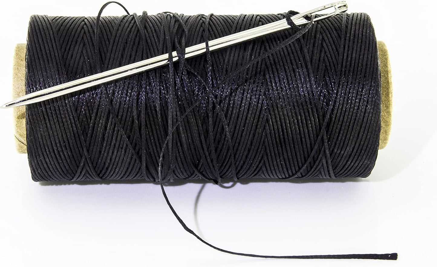 Marcobrothers 12" Professional Upholstery Large Eye Long Needle, Easy to Thread, with 2 Roll 284 Yard 150D 1mm-Width Leather Sewing Waxed Thread, Black (12 inch X 2)