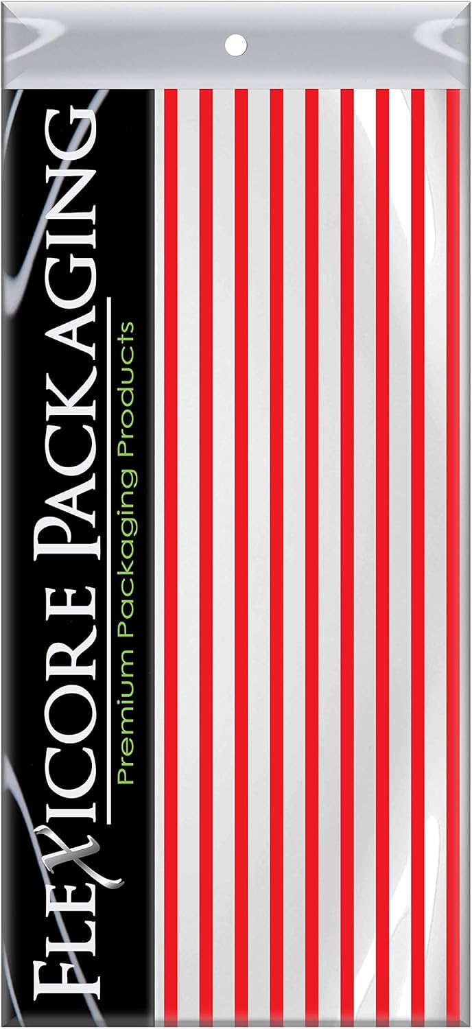 Flexicore Packaging Red Pin Stripe Print Gift Wrap Tissue Paper Size: 15 Inch X 20 Inch | Count: 100 Sheets | Color: Red Pin Stripe