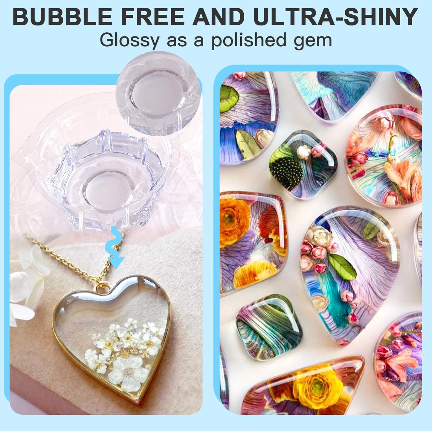 JDiction UV Resin, 500g Upgrade Ultraviolet Epoxy Resin Crystal Clear Hard Glue Solar Cure Sunlight Activated Resin Kit for Handmade Jewelry, DIY Craft Decoration, Casting and Coating