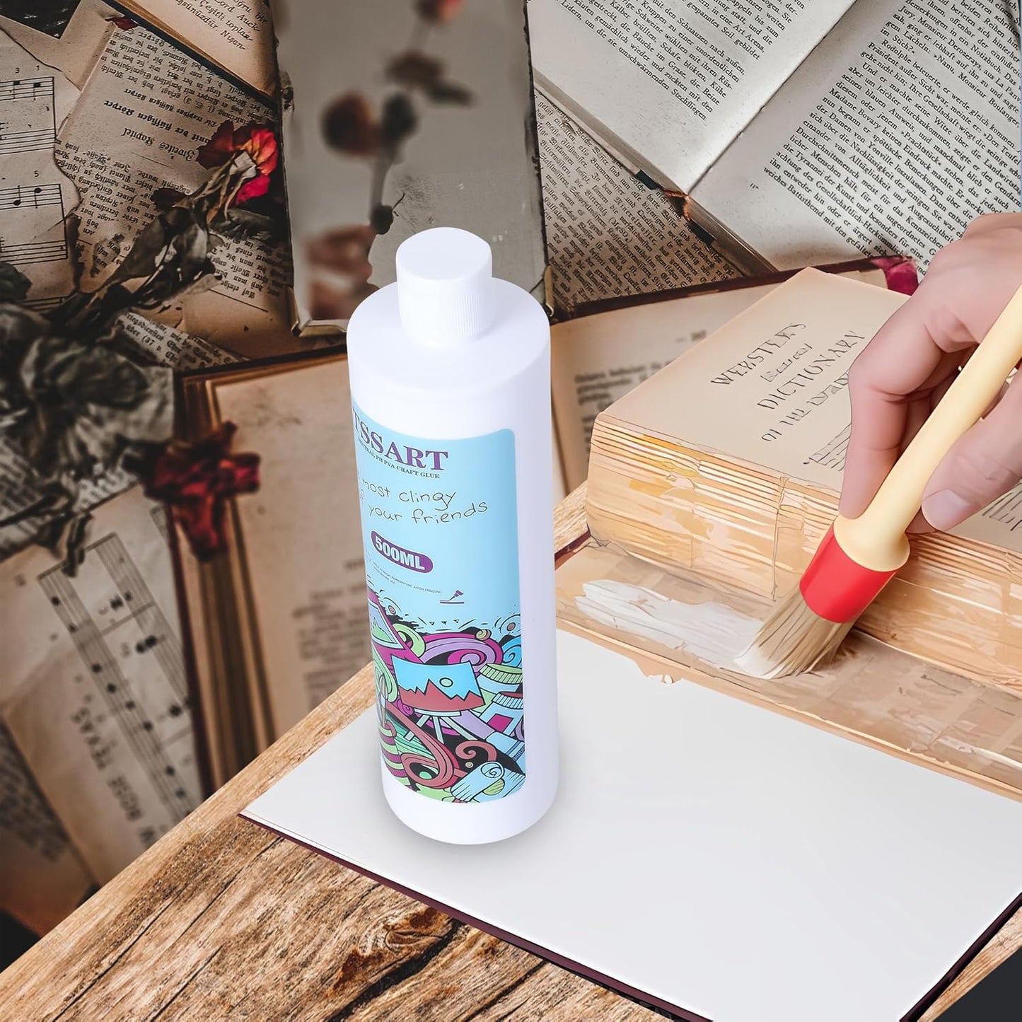 Neutral pH Craft Glue - 16.9floz Acid-Free PVA Formula Water Soluble Glue, Dries Clear and Flexible - Ideal for Arts, Paper, Photography, Scrapbooking and Book Binding - Flip Cap