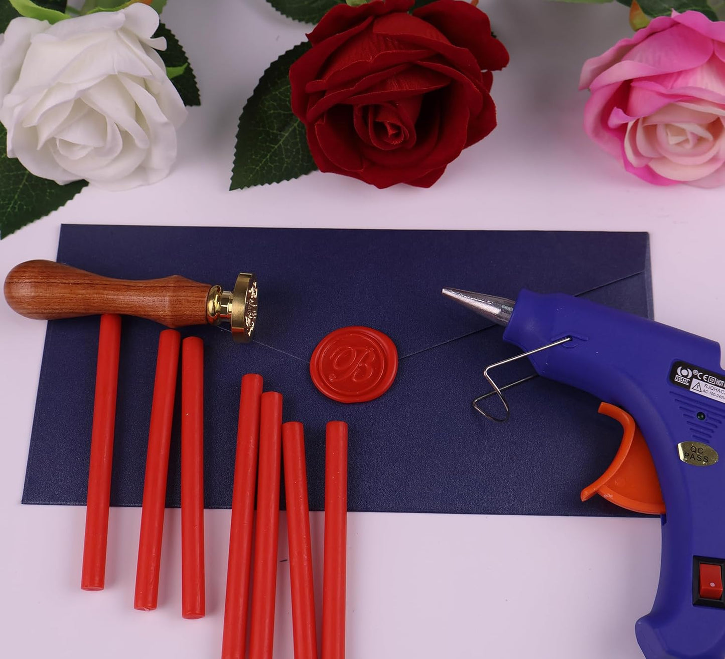 30 Pieces 7mm Sealing Wax Sticks for Glue Gun,PORXFLY Mini Wax Seal Sticks Great for Seals Stamp,Cards Envelopes,Wedding Invitations,Gift Wrapping,Wine Packages (Red)