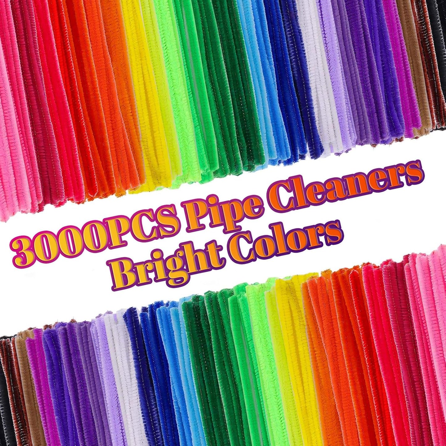 Caydo 3000 Pieces Pipe Cleaners 40 Assorted Colored Chenille Stems with 100 Pieces Wiggle Eyes for Art and Crafts, Children’s Craft Supplies (6 mm x 12 inch)