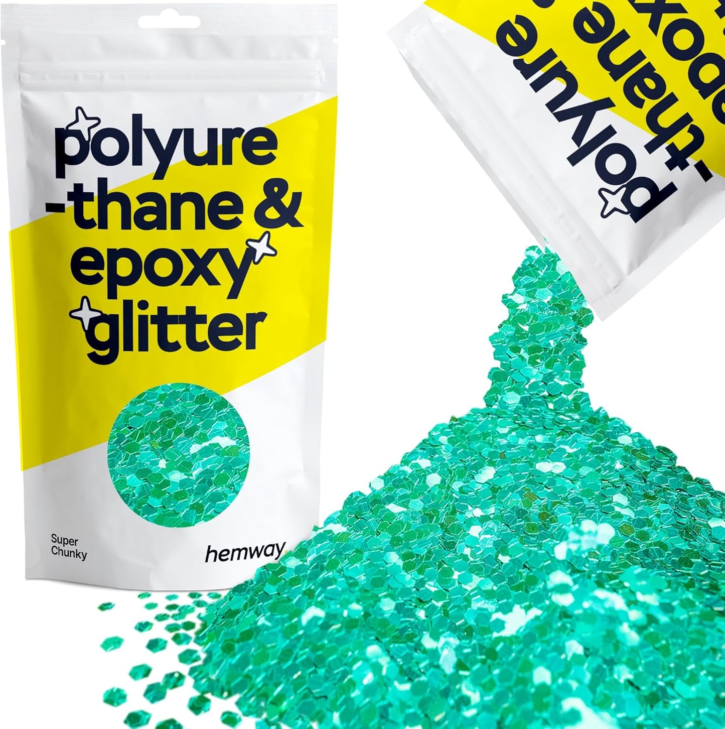 Hemway Glitter for Resin 100g Turquoise Blue Metallic Crystals for Epoxy Craft Super Chunky Flakes Tumblers Wax Melt