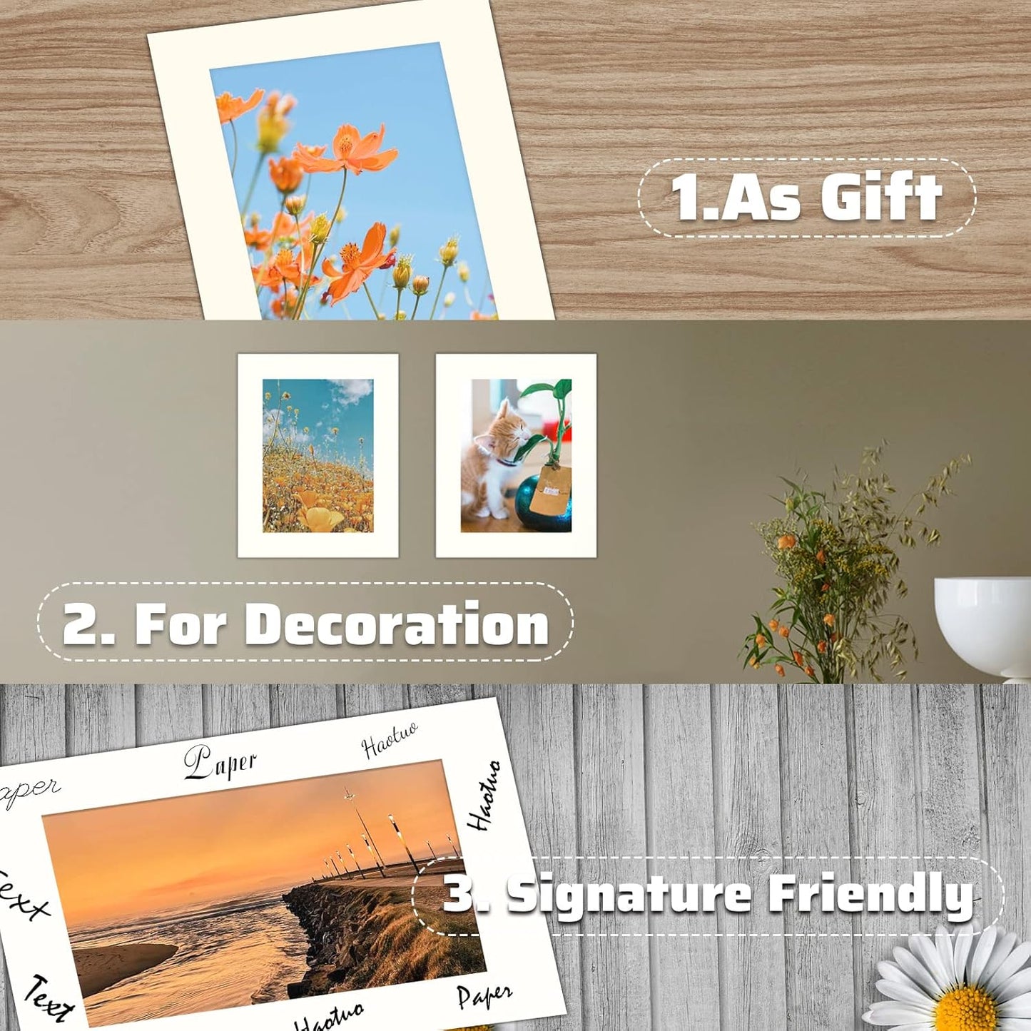 HOTUO 10 Pack 5x7 White Picture Mats, 4 Ply Thickness Frame Mattes for 4x6 Photo, Photo Mat with Core Bevel Cut, for Frames/Artwork/Print/Pictur.