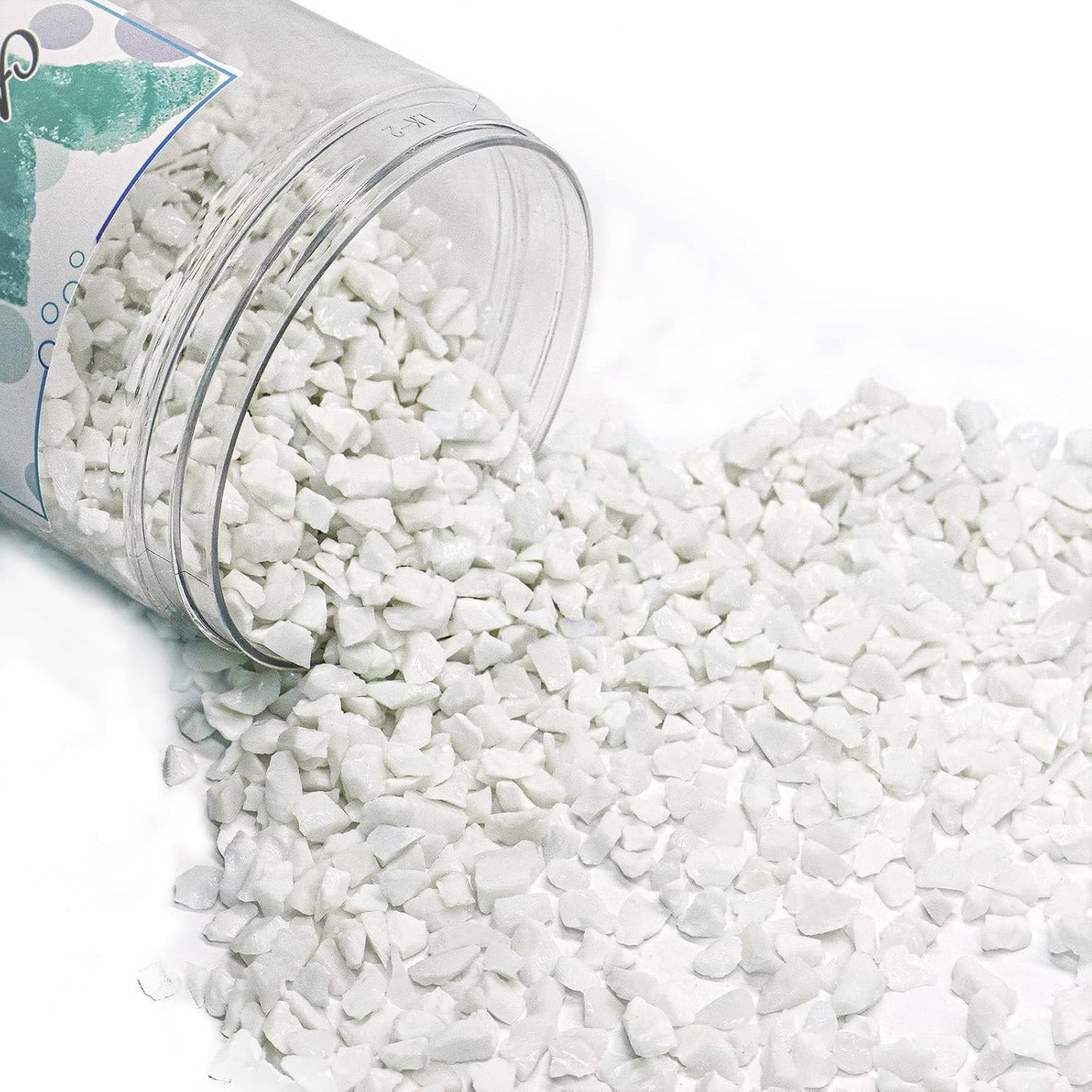 Crushed Glass for Resin Art - 3-6mm White Porcelain, 1.5lb | Broken Glass Pieces for Crafts, Vase Filler & Fire Pit Media | Decorative Stones