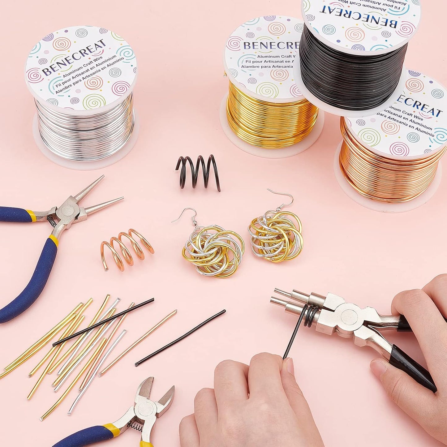 BENECREAT 15 Gauge 220Feet Soft Aluminum Wire Anodized Jewelry Craft Making Beading Floral Colored Aluminum Craft Wire for Gem Wrapping, Jewelry Craft Making - Silver