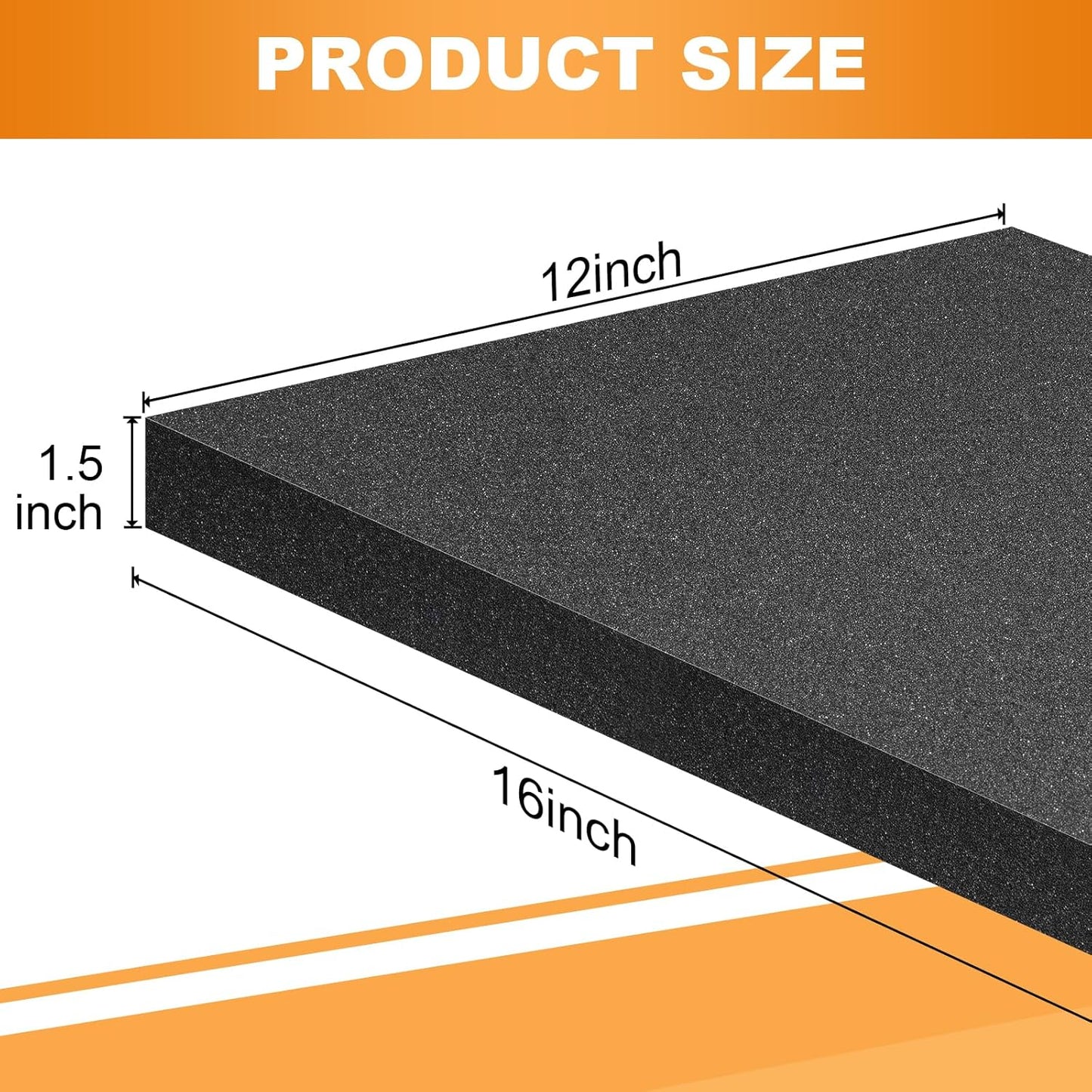 Eunice 2Pcs Polyurethane Foam Sheets - 16 x 12 x 1.5 Inch Cuttable Foam Inserts for Cases, Packing Foam Pads for Tool Box, Camera Storage and Crafts
