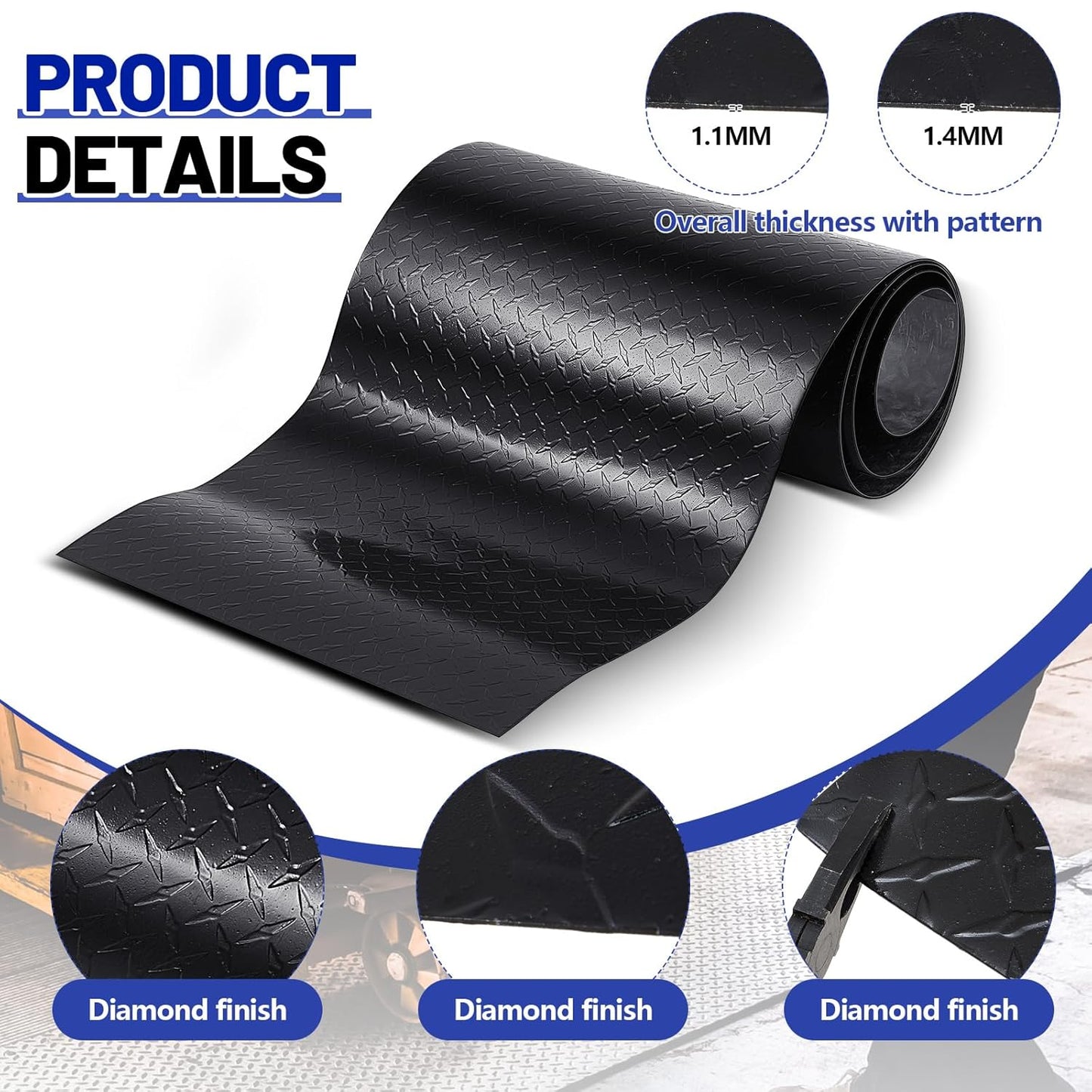 1pcs Diamond Plate Sheet Metal Heavy Duty Tread Aluminum Sheet Diamond Tread Plate for Wall Covering, Cargo Trailer, RV and More (24'' X 120'' X 0.06'',Black)