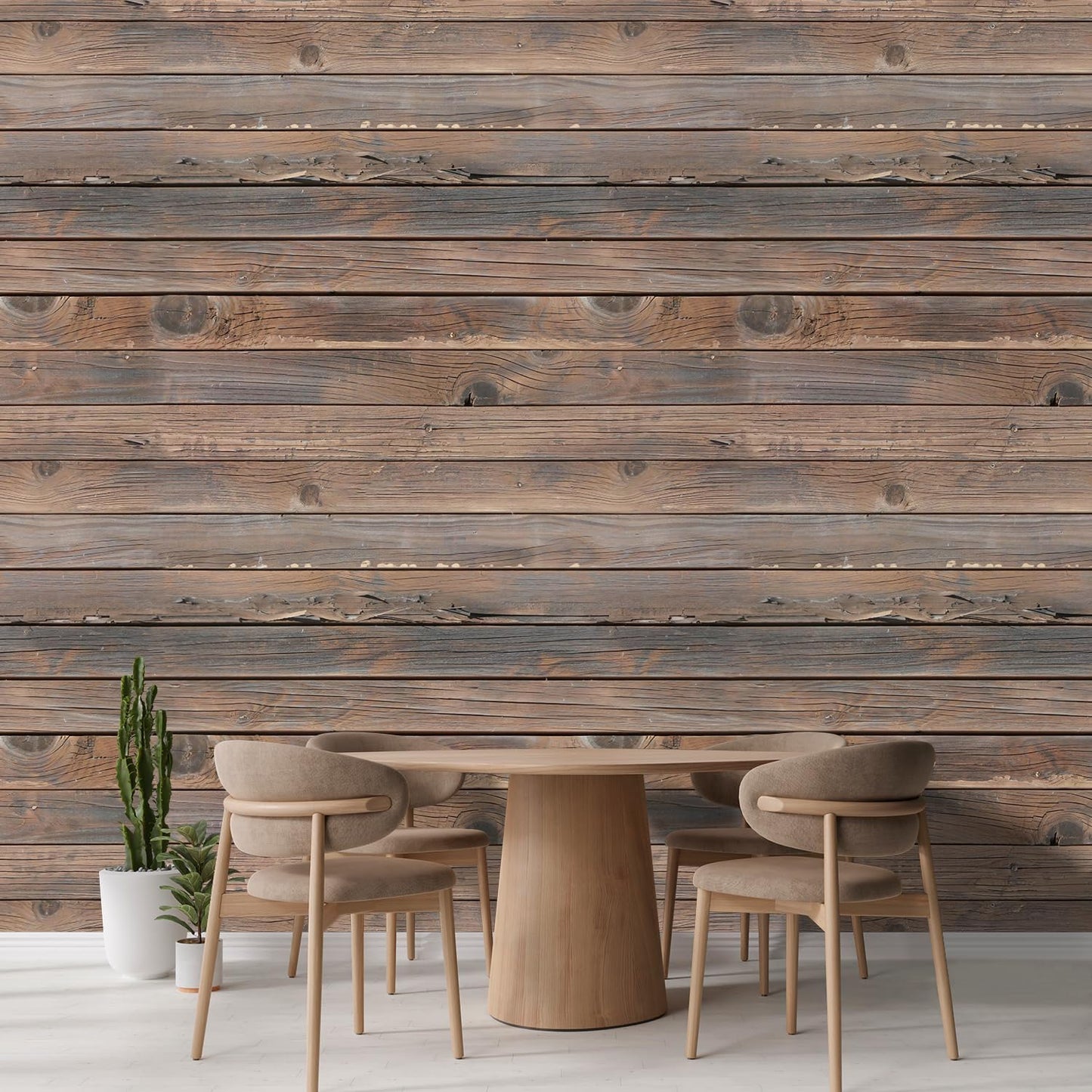wall26 Horizontal Brown Vintage and Retro Wood Textured Paneling, Wall Mural, Removable Wallpaper, Home Decor - 132x144 inches