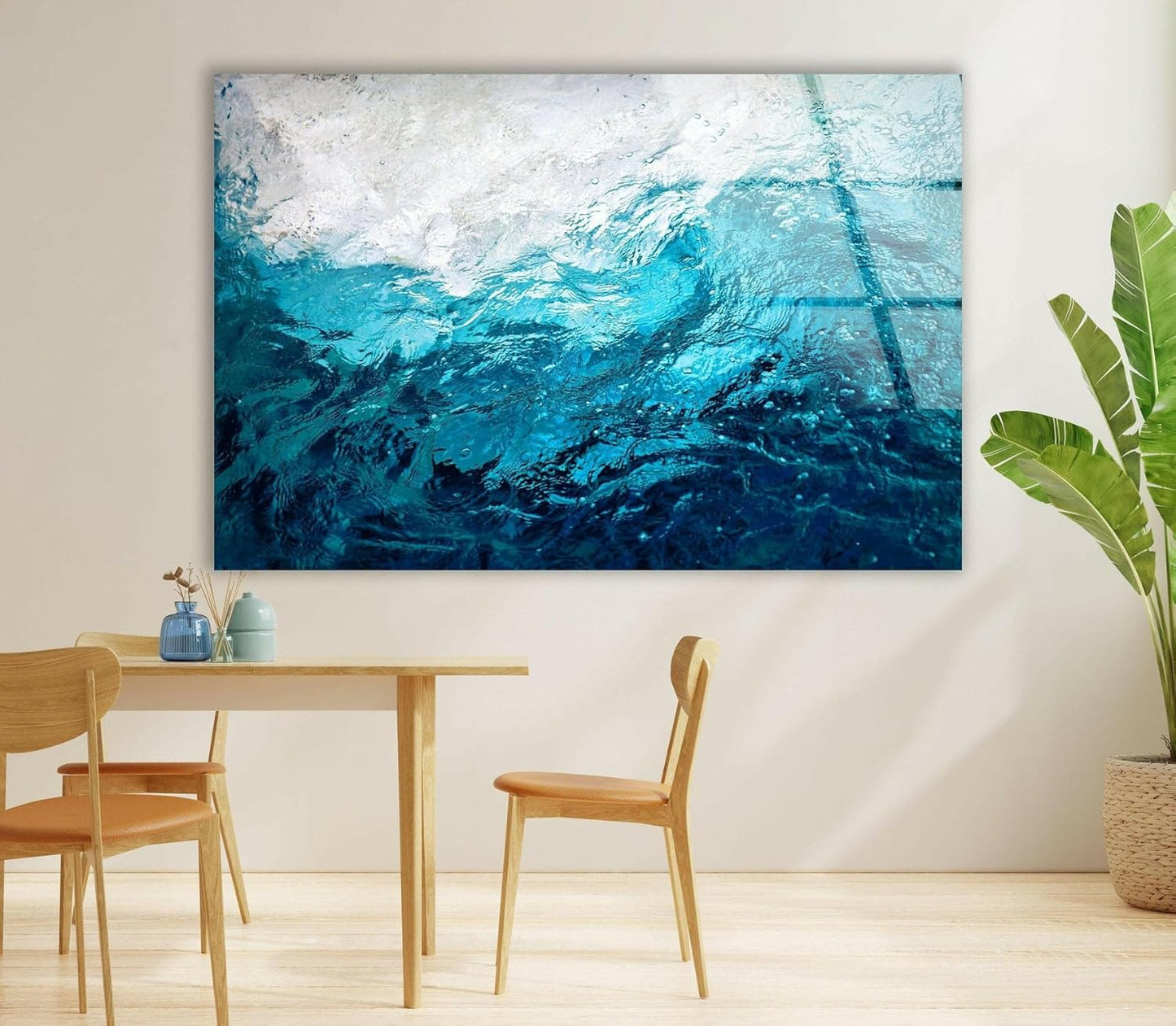 My Photostation.com Round 24'' Blue Waves Abstract Glass Wall ArtTempered Glass Printing Wall Decor Large Wall Art Wall Hangings