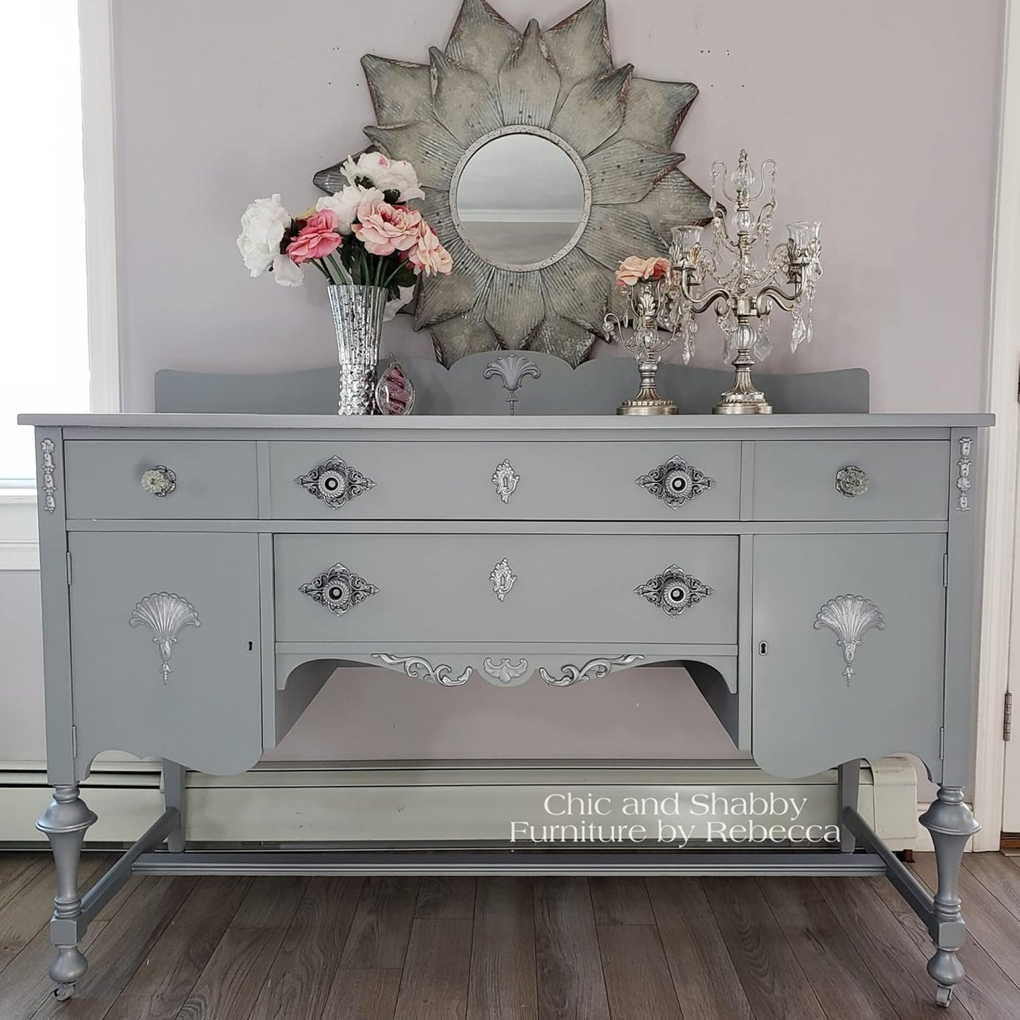 Dixie Belle Paint Company Chalk Finish Furniture Paint - Manatee Gray (32oz) - Matte Light Gray Chic Chalk Mineral DIY Furniture Paint