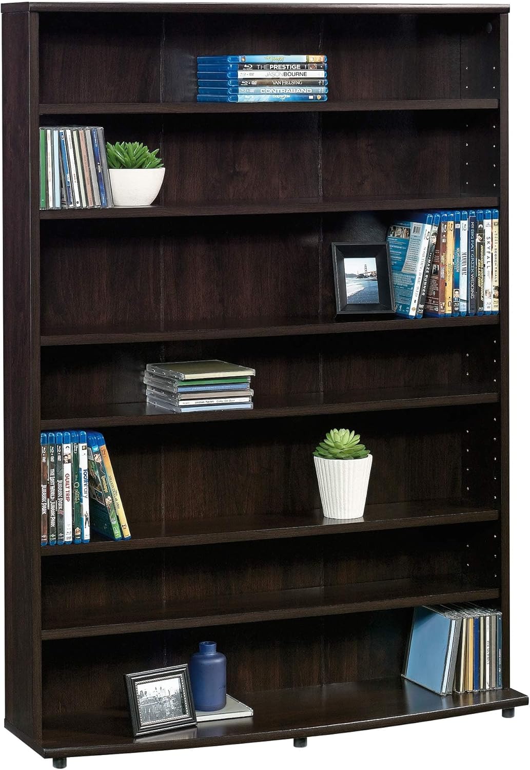 Sauder Multimedia 7 tier Storage Tower, Cinnamon Cherry finish
