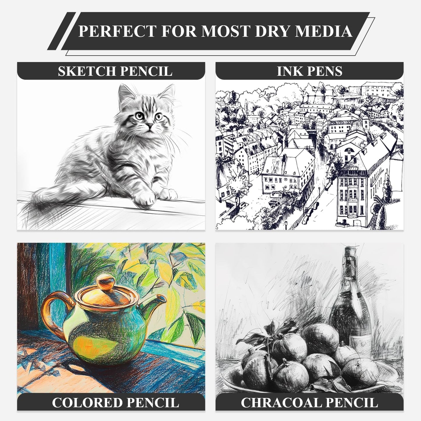 Yagol Sketch Book 9x12 Inch 100 Sheets 68LB/100GSM, Sketch Pad with Spiral-Bound Art Paper for Drawing and Painting for Pencils, Charcoal, Dry Media