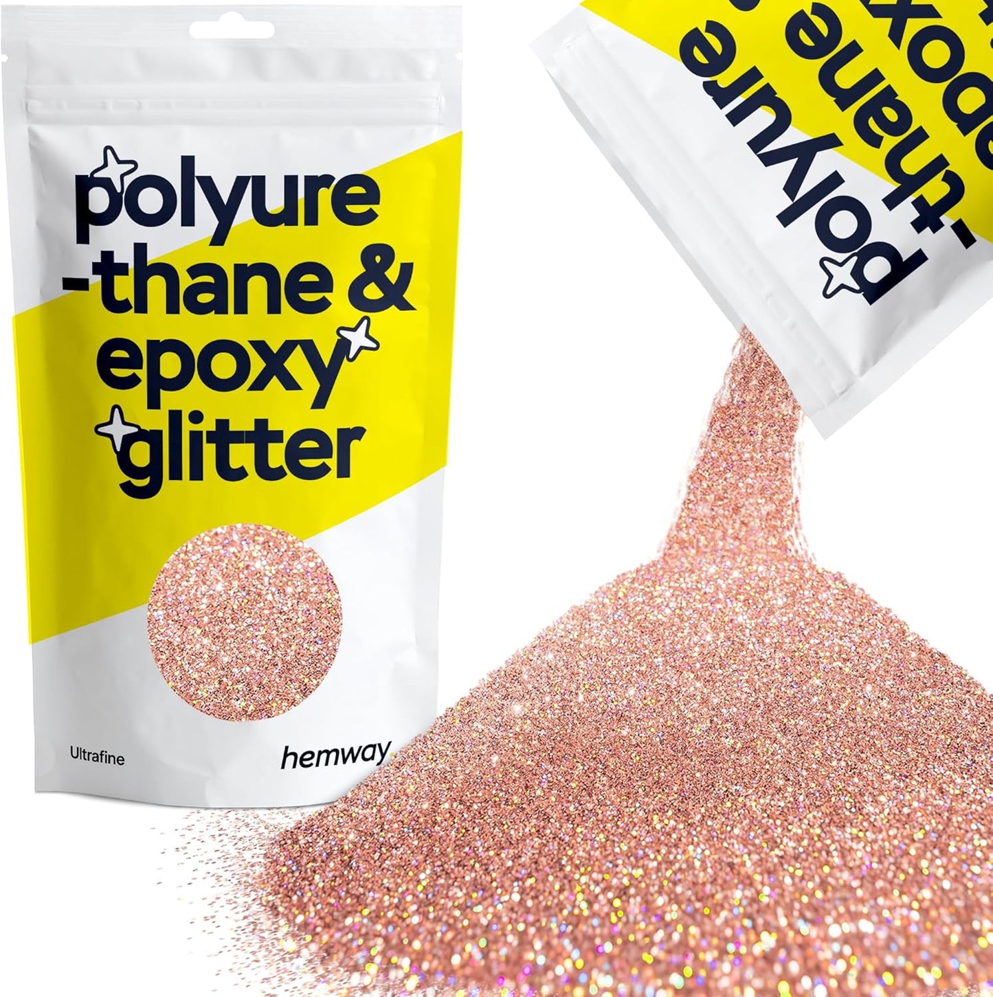 Hemway Polyurethane & Epoxy Resin Glitter for Arts, Crafts, Tumblers, Flooring, Woodwork, Decorating and Resin Projects 100g - Rose Gold Holographic