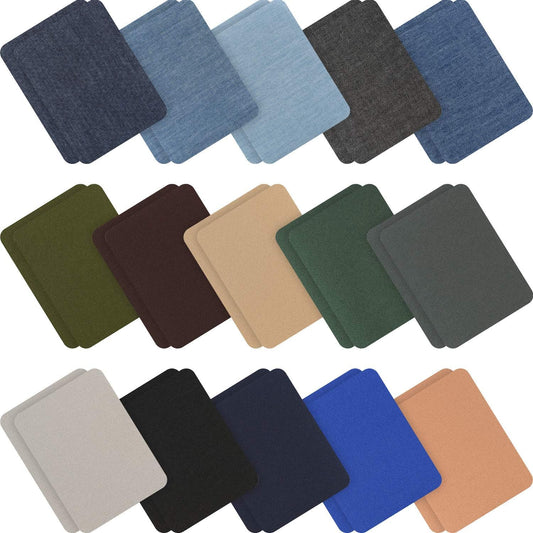 Tatuo 30 Pieces Iron on Patches for Clothing Repair Fabric Patches Iron on for Denim Jean Repair Decorating Kit Canvas Fabric for Puffer Down Jacket(Classic Colors)