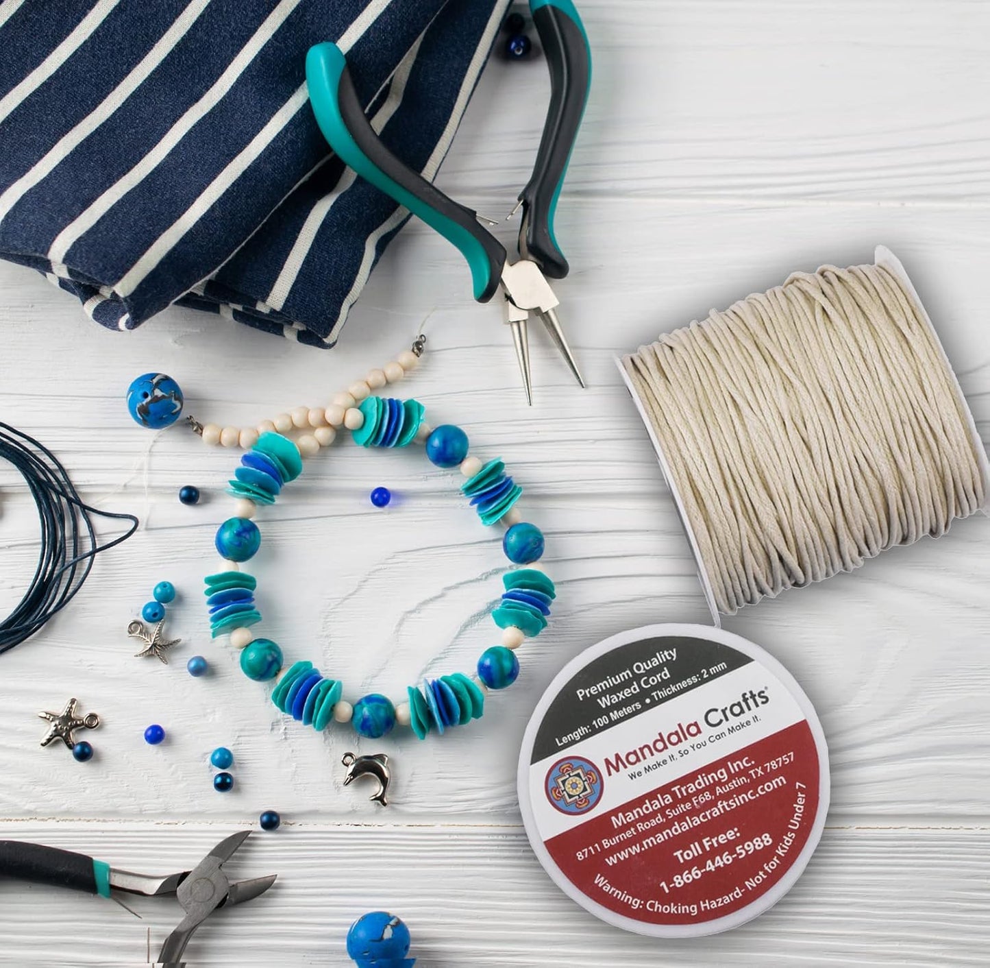 Mandala Crafts 2mm 109 Yards Gold Cotton Waxed Cord for Jewelry Making Bracelet Cord Waxed String - Beading String Thread Jewelry Cords for Necklaces String