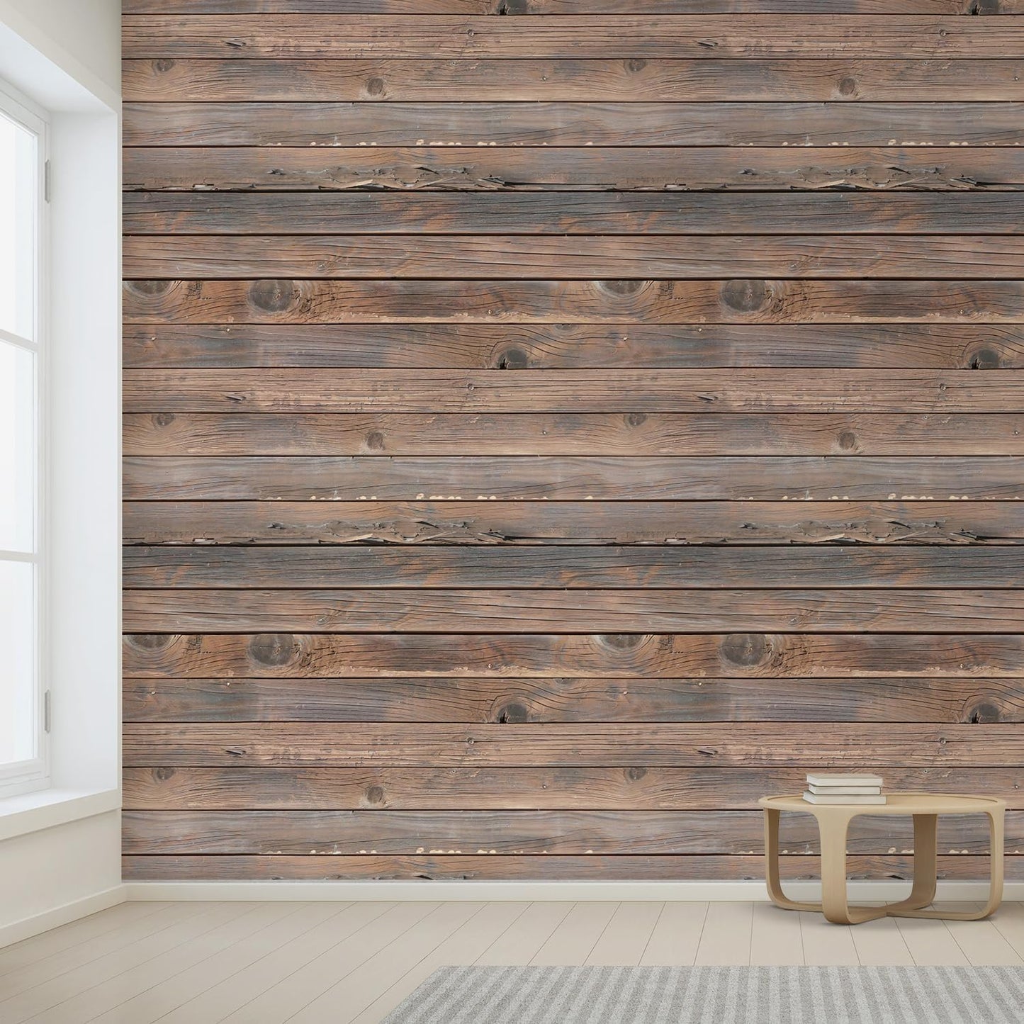 wall26 Horizontal Brown Vintage and Retro Wood Textured Paneling, Wall Mural, Removable Wallpaper, Home Decor - 132x144 inches
