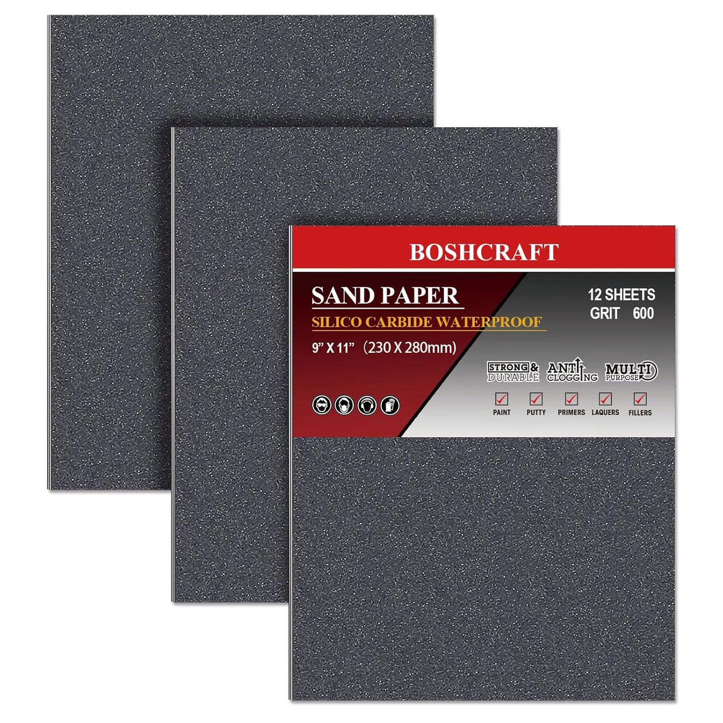 600 Grit Sandpaper, Wet Dry Sandpaper for Wood Metal Hand Sander Sand Paper Sandpaper Sheets Sandpaper Set Cut for Use 9"" x 11""/12 Sheets