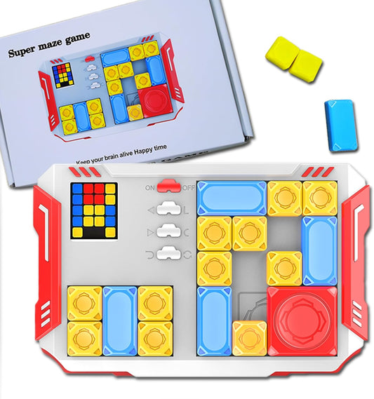 Super Slide Puzzle: Over 500 High-Level IQ Challenges, Exciting Educational Brain Teaser for Kids & Teens, Quality-Made, Great Travel & Gift Option (White/Red)