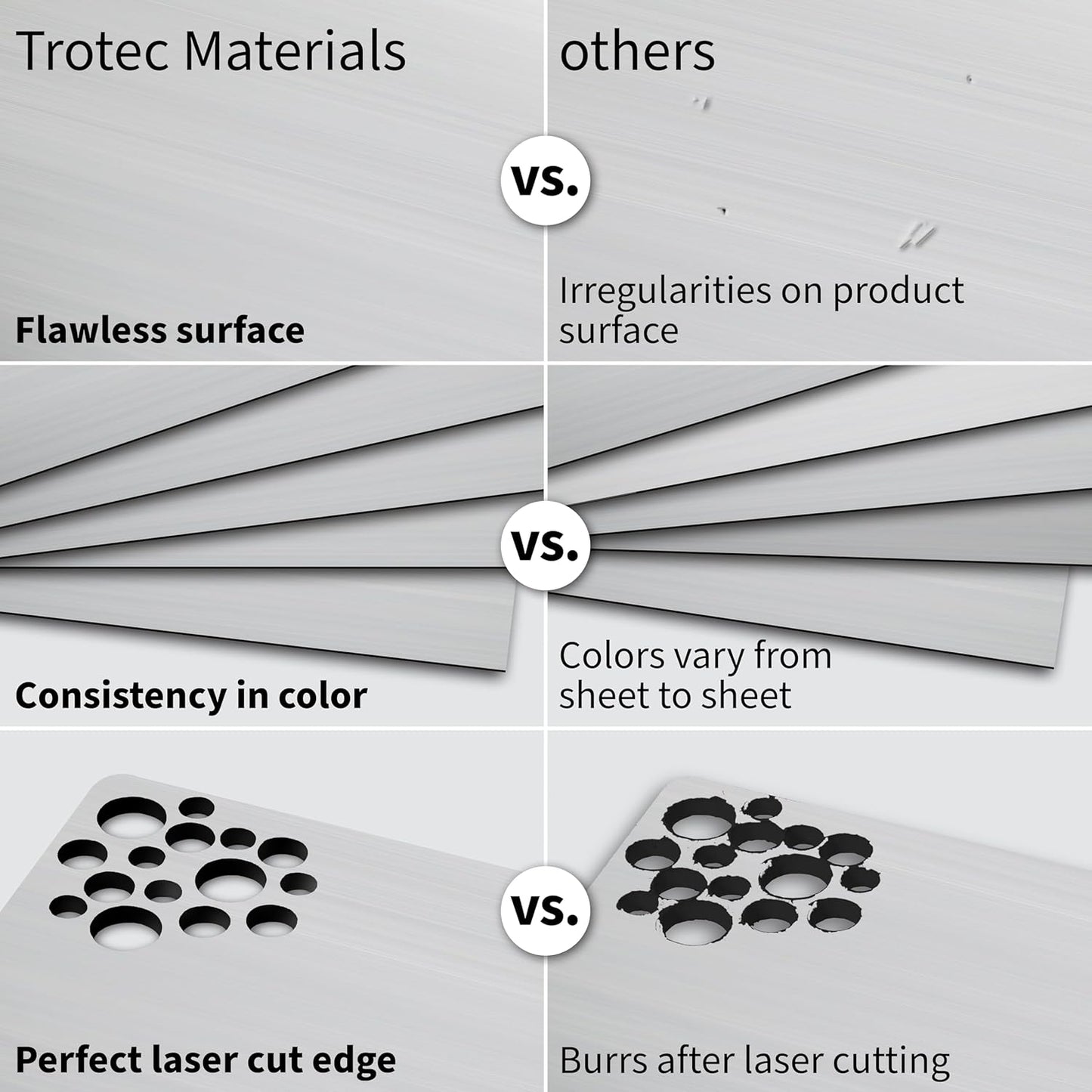 Trotec TroLase Lights | 24"x12"x1/250"(0.1mm thick) | Adhesive-Backed Flexible Laser Engraving Sheet/Film for Decal & Label | Double Color Plastic Sheet for Engraving | Brushed Silver/Black | 10pcs