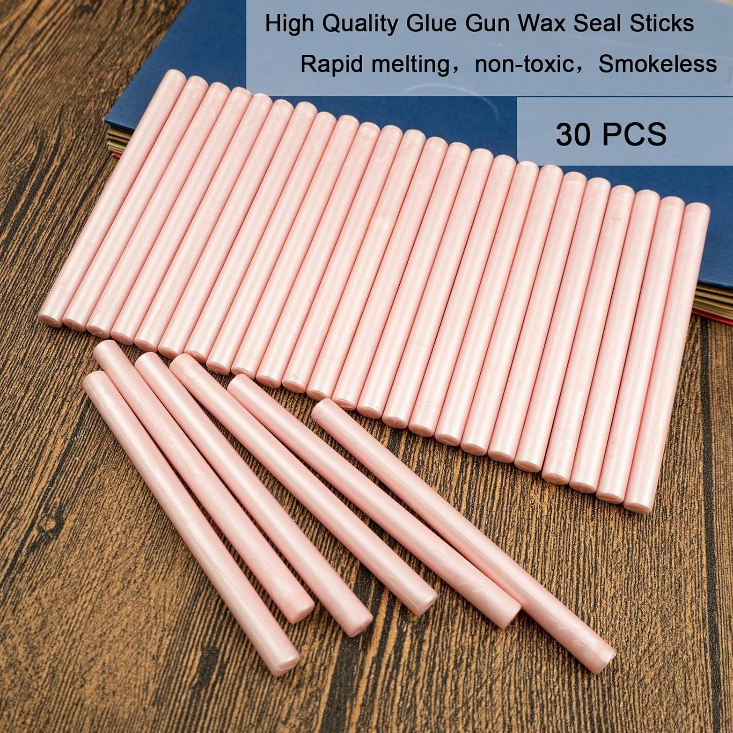 Wax Seal Stick, Ioggtser 30 PCS Pearlescent Pink Mini Glue Gun Wax Seal Stick for Wax Seal Stamp, Sealing Wax Sticks for Wedding Invitations, Cards, Envelopes