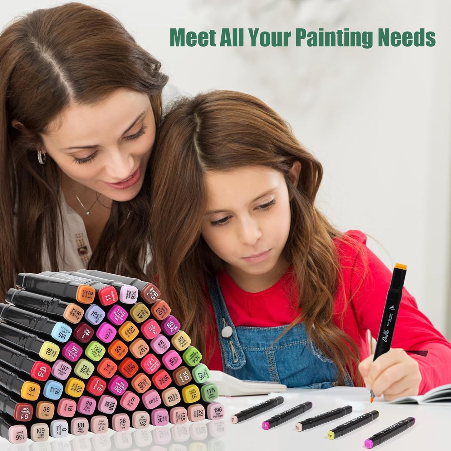 100 Colors Alcohol Markers Set, Dual Tips Blender Art Markers for Drawing Sketching Coloring Artist Pens and Underlining, Professional Permanent Sketch Marker for Kids Adult Coloring