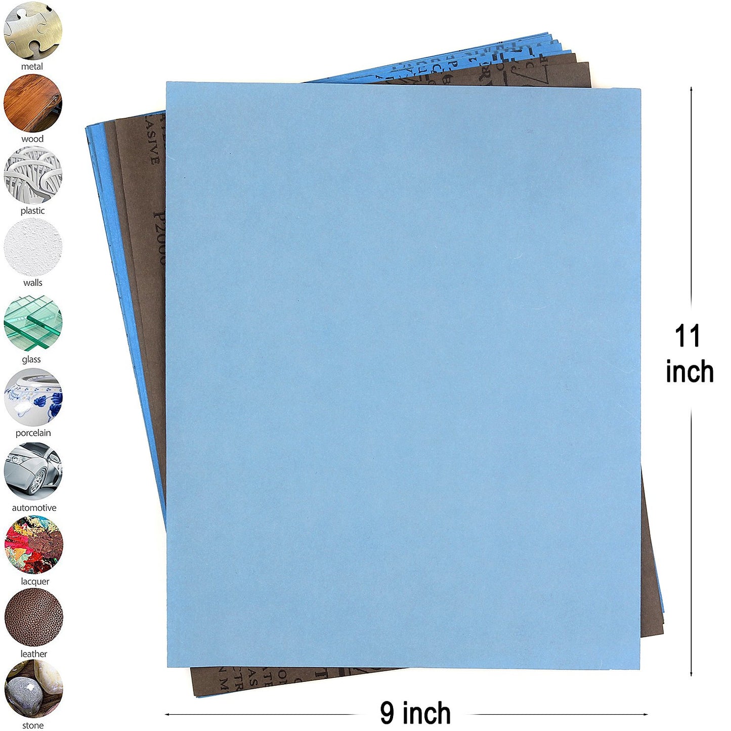 9x11 inch 16 Sheets Sandpaper, Wet or Dry 2000-10000 Grit 8 Assortment Sand Paper, Extra Fine Abrasive Pads for Automotive Sanding, Wood Turing Finishing, Metal Furniture Polishing and More