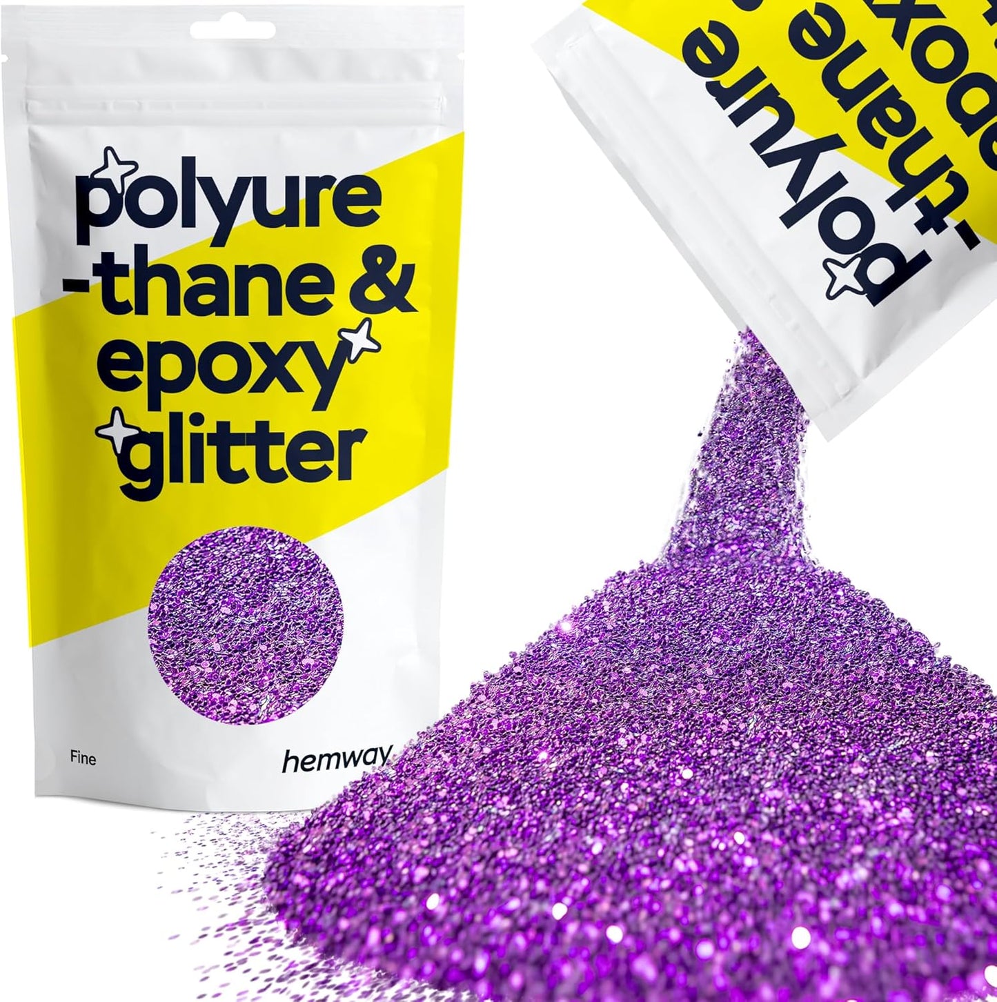 Hemway Polyurethane & Epoxy Resin Glitter 100g / 3.5oz Metallic Crystal Flake Additive for Flooring Jewelry Tumblers Glass Pigment - Fine (1/64" 0.015" 0.4mm) - Purple