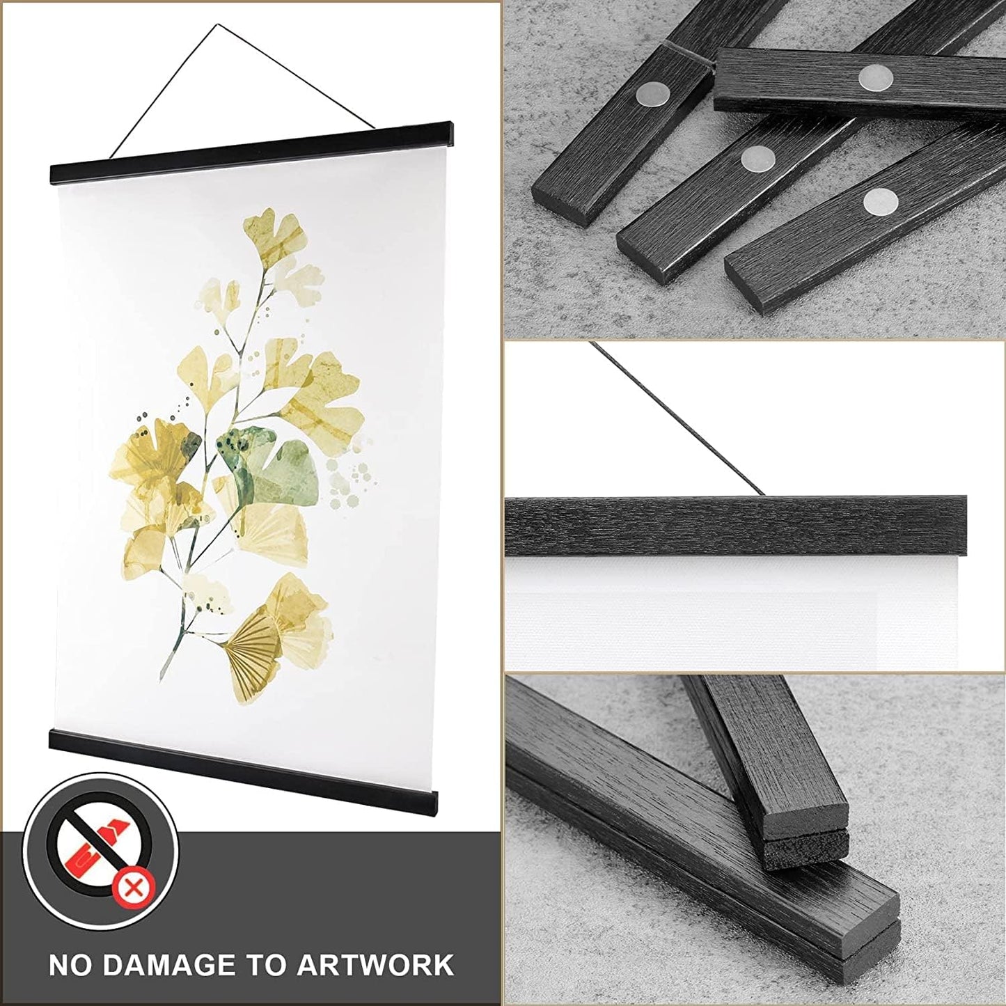 WITCOLOR Magnetic Poster Hanger Frame, Black Magnet Poster Frame 18x24 18x12 18x18 for Posters, Paintings, Photos, Maps, Scrolls, Picture, Canvas Works and Art Prints(18")