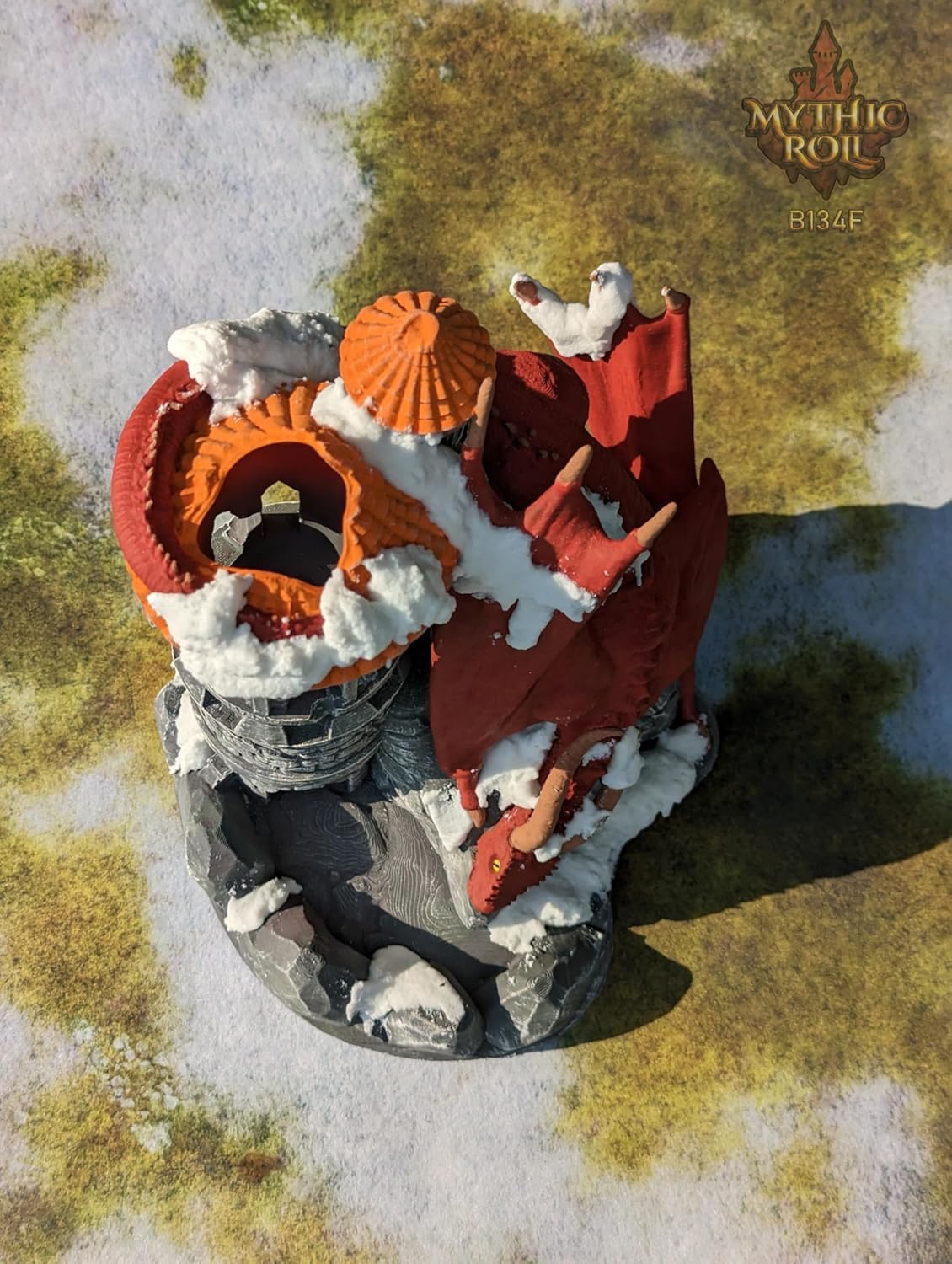 Dragon 3D Printed Dice Tower - Mythic Roll Collection - Unchained Games - Ascend to New Heights with your Rolls! (33.) Glow in Dark-Orange)