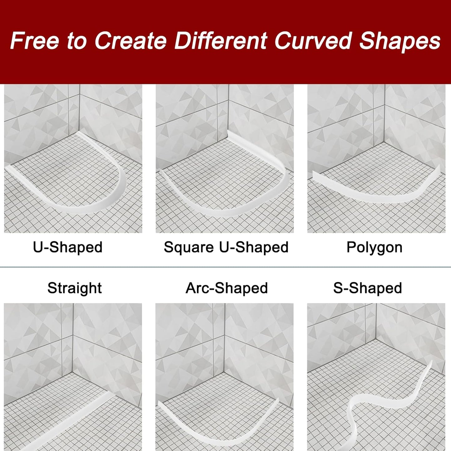 uxcell Flexible Molding Trim, 59 Inch Flexible Quarter Round Molding Silicone Peel and Stick Trim Self Adhesive Shower Water Barrier for Corner Decor Bathroom Kitchen, White