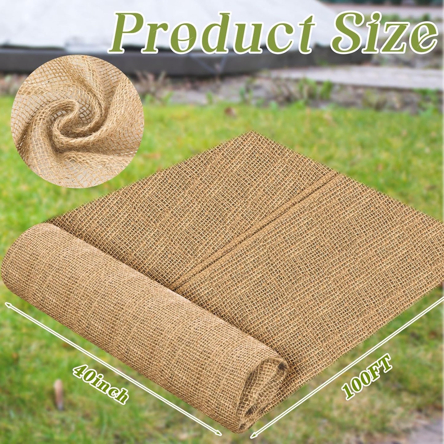 Buryeah 40 Inch x 100 ft Burlap Fabrics Roll Natural Jute Burlap Tree Wraps Protector Winter Frost Plant Blankets Cloth Weed Barrier Fabric Garden Plants for Winter Outdoor Trees Shrubs Party