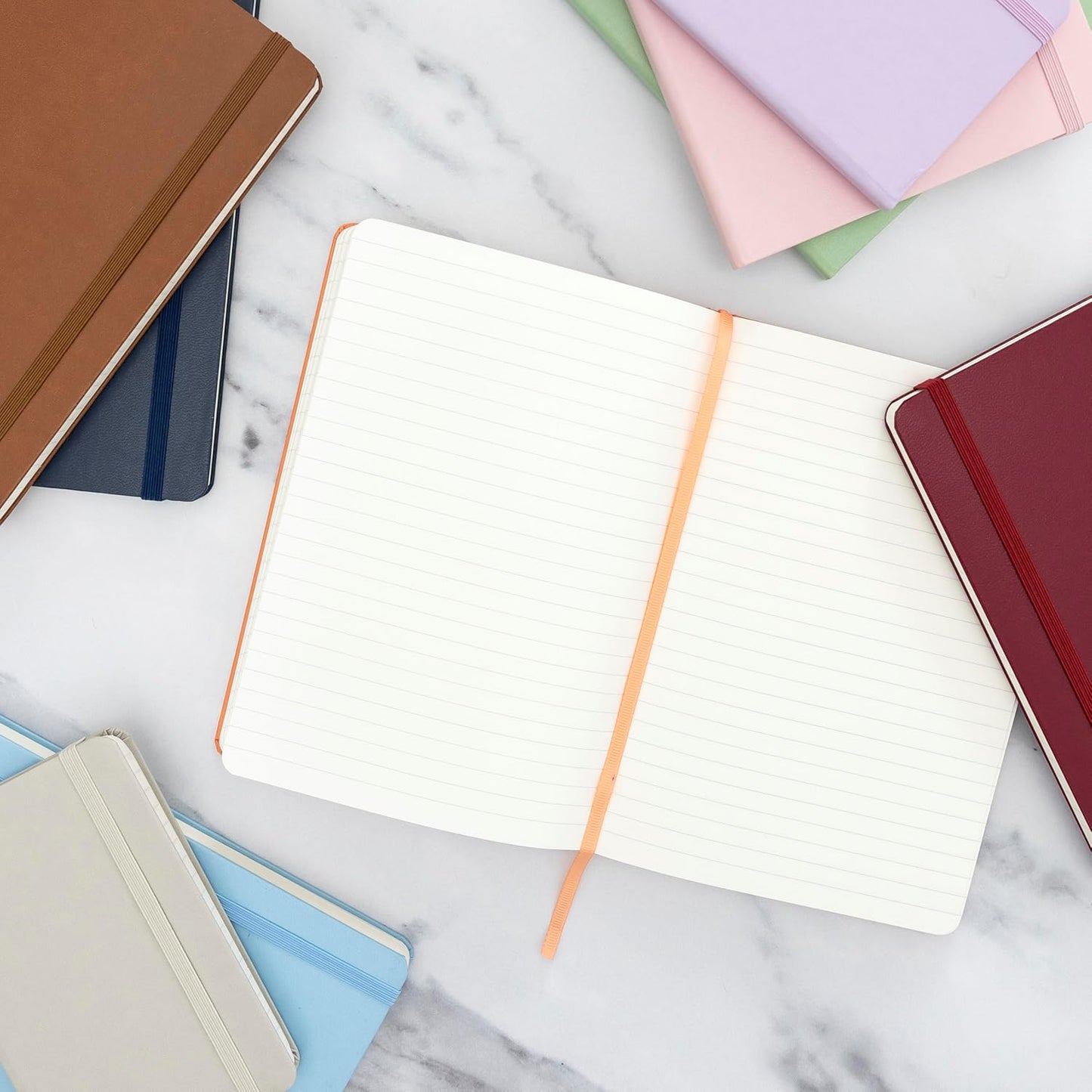 PAPERAGE Lined Journal Notebook, 10 Pack, (Blush), 160 Pages, Medium 5.6 in x 8 in - 100 GSM Thick Paper – Hardcover Journaling Notebook for Work, School & Note Taking
