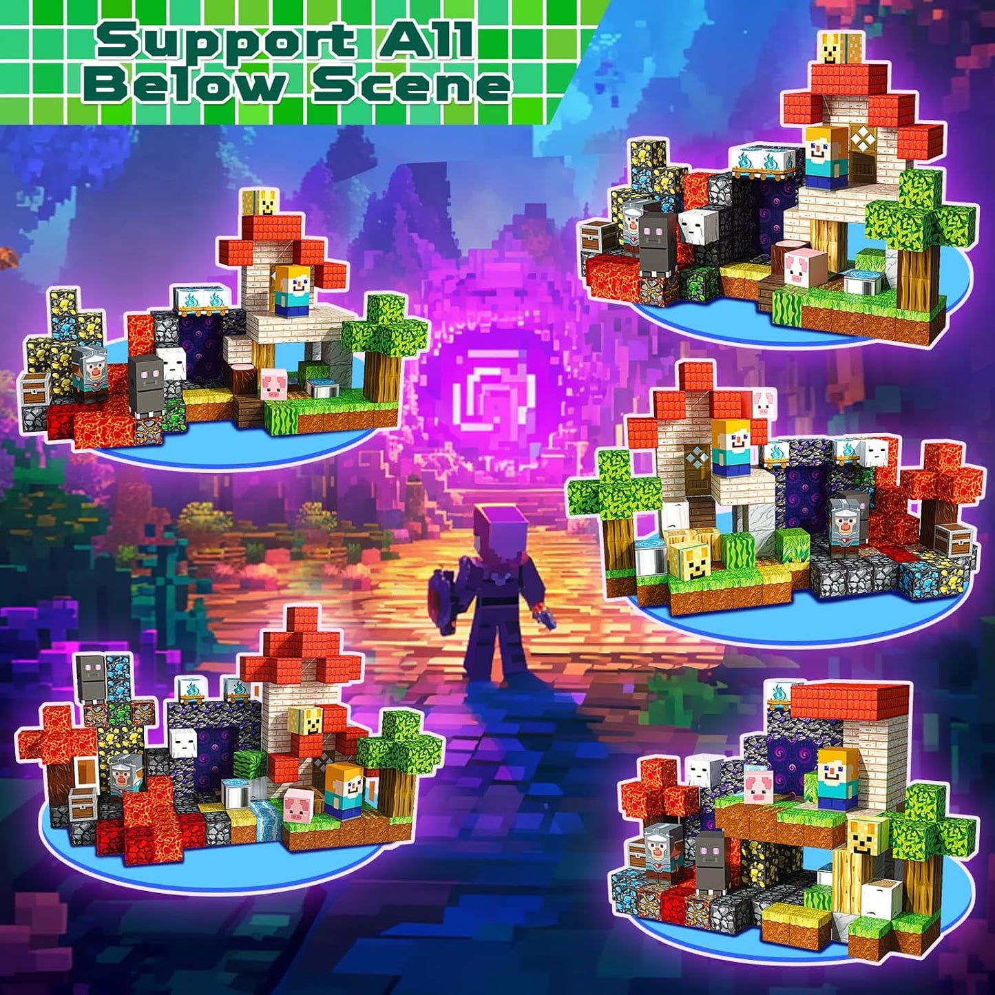 150 PCS Magnetic Blocks - Magnetic Building Block for Kids Ages 4-8 8-12, Magnet Blocks Cubes Tiles Constructions Toy for Girl Boy, STEM Montessori Stacking Toy, Sensory Play Halloweens Birthday Gifts