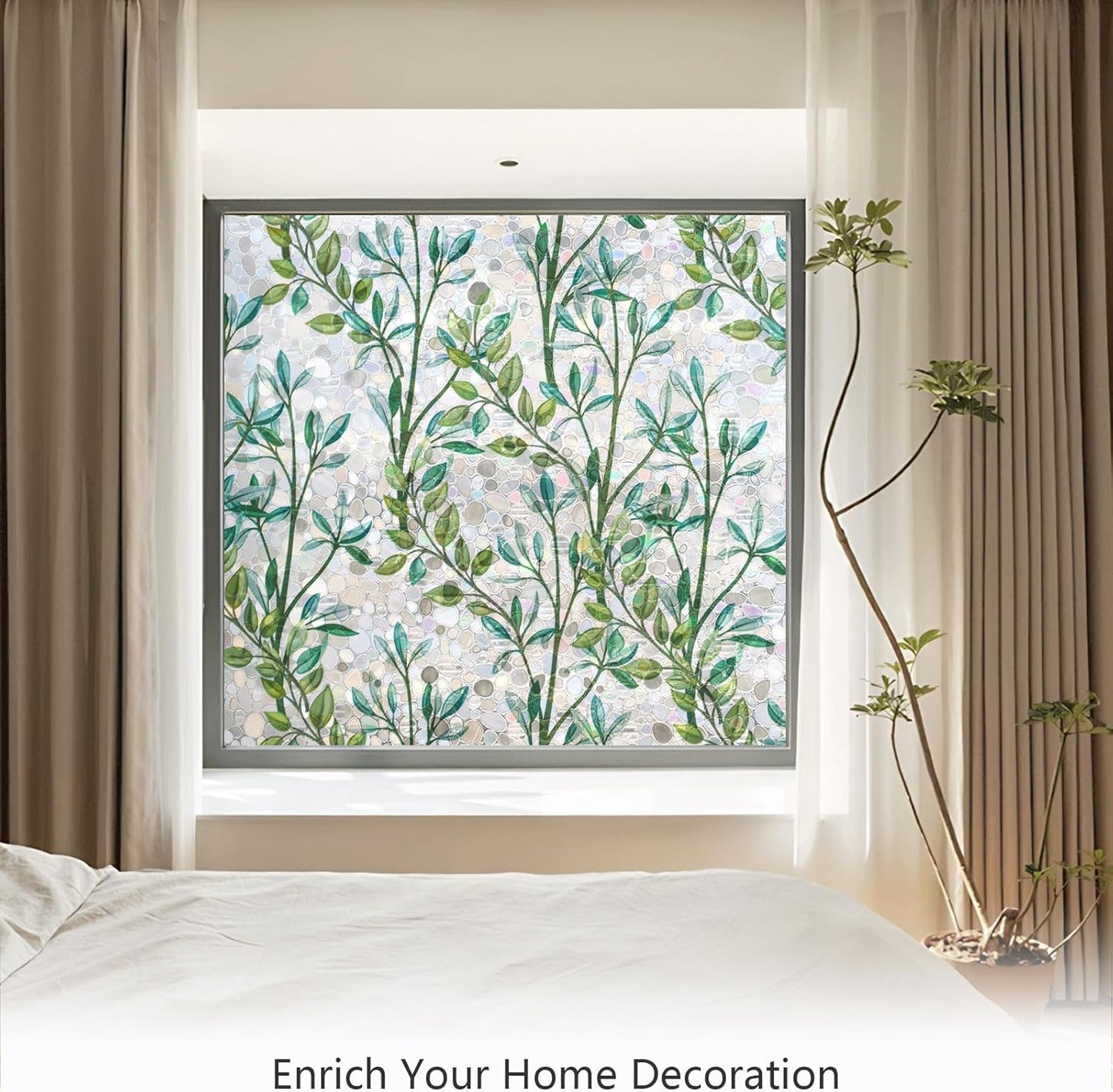 LEMON CLOUD Window Privacy Film, Stained Glass Window Film, Decorative Rainbow Window Clings, Static Cling Non Adhesive Door Stickers, Anti-UV Sun Blocker Heat Control for Home 23.6 x 78.7 inches