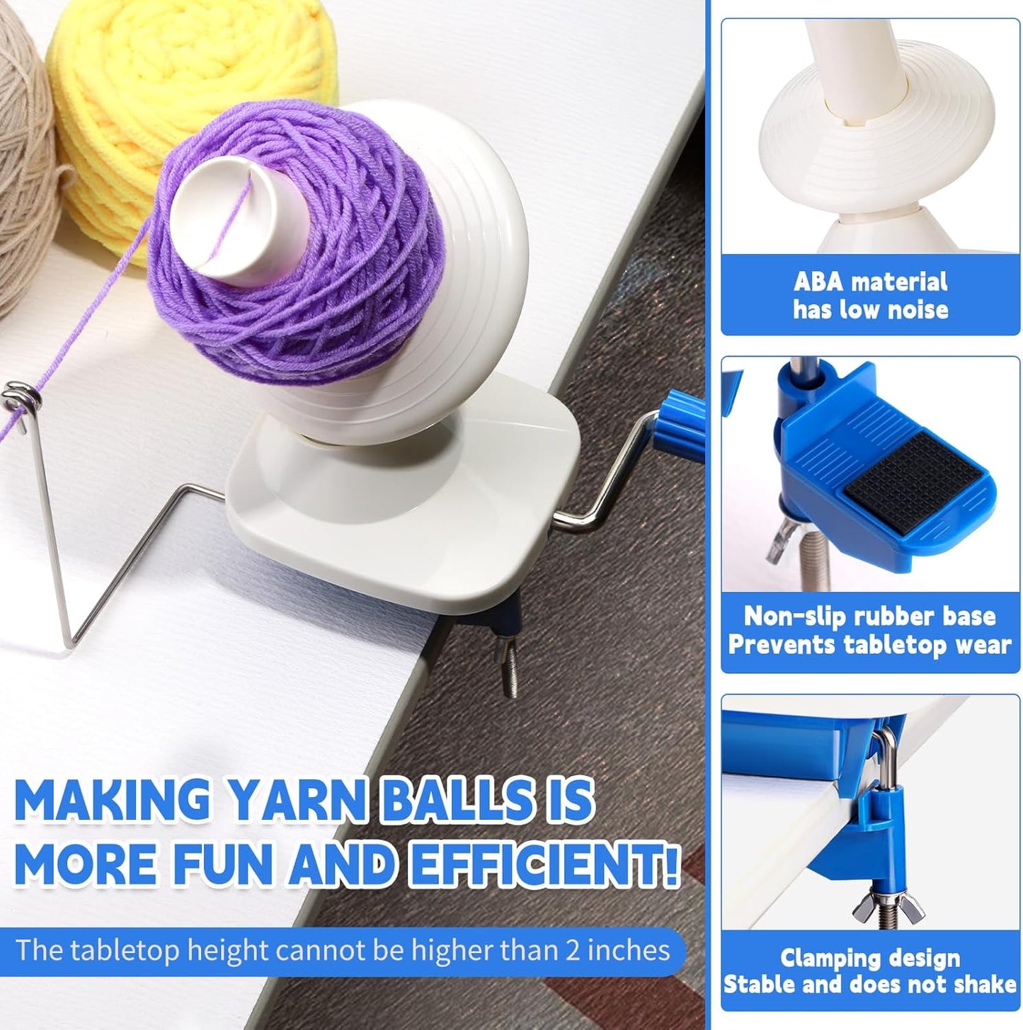 UzecPk Yarn Winder, Yarn Winder Spinner for Crocheting, Hand Operated Ball Winder with Lower Noise 4 Ounce Capacity for Crocheting & Knitting Crafting Lovers, Stitch Markers Needle