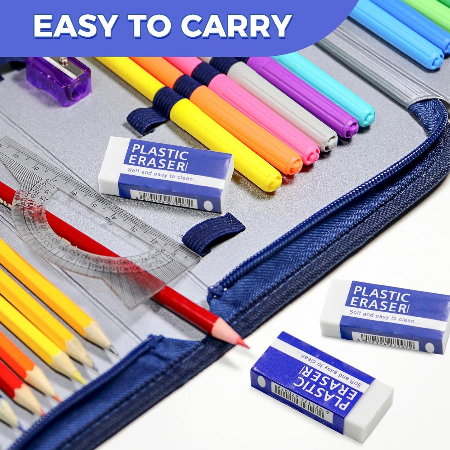 72 Pack White Eraser for Pencil, Bulk Art Erasers for Drawing Sketching, Pencil Erasers Rubber for Kids Prize, School Classroom Students, Office Supplies