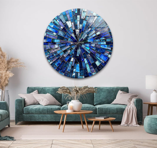 My Photostation.com 39,4''(100cm) Diameter Radiant Mosaic Burst Round Glass Wall Art Tempered Glass Printing Wall Decor Large Wall Art Wall Hangings
