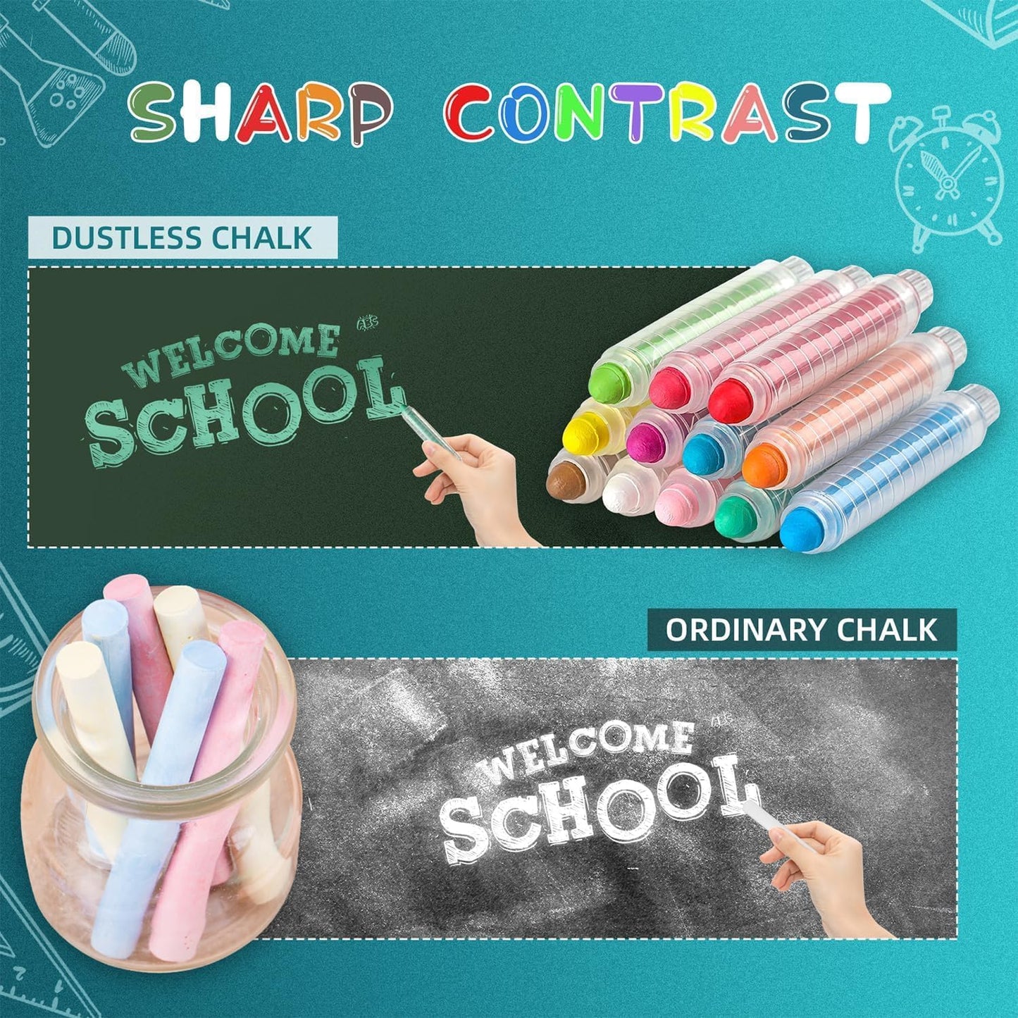 36 Pcs Dustless Chalk Colored twistable Chalk for Blackboard Doodling, Drawing, Writing, Colour Mixture