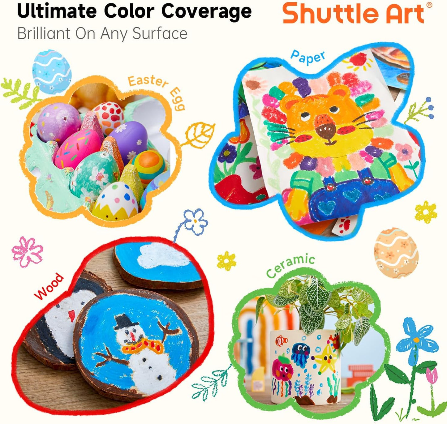 Shuttle Art Tempera Paint Sticks - 30 Solid Colours - Quick Drying - Works Great on Paper, Wood, Glass, Ceramic, Canvas