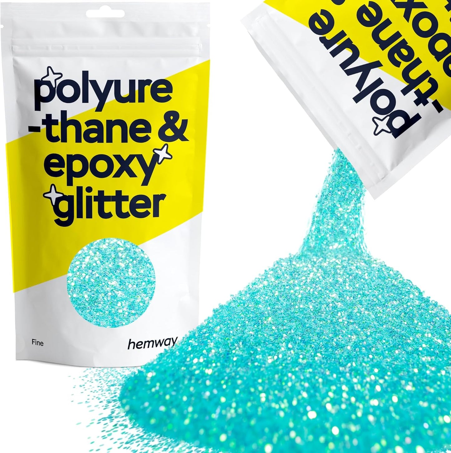 Hemway Polyurethane & Epoxy Resin Glitter 100g / 3.5oz Metallic Crystal Flake Additive for Flooring Jewelry Tumblers Glass Pigment - Fine (1/64" 0.015" 0.4mm) - Fluorescent Blue