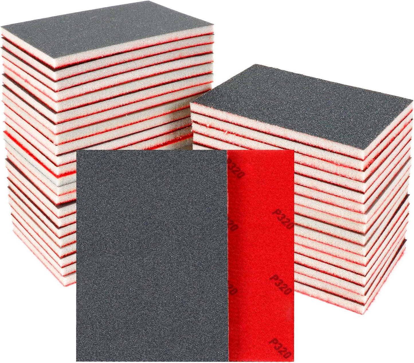 24 Pcs Sanding Sponge 320 Grit, Washable & Reusable Sanding Blocks for Wood, Metal, Drywall, Glazing, Wet Dry Sandpaper for Smooth Finishing
