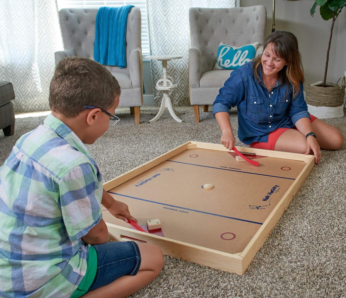 Carrom Champion Nok Hockey Game (Large) — Wooden Board Games for Adults & Children — Indoor and Outdoor Games for Family — Sports Board Games