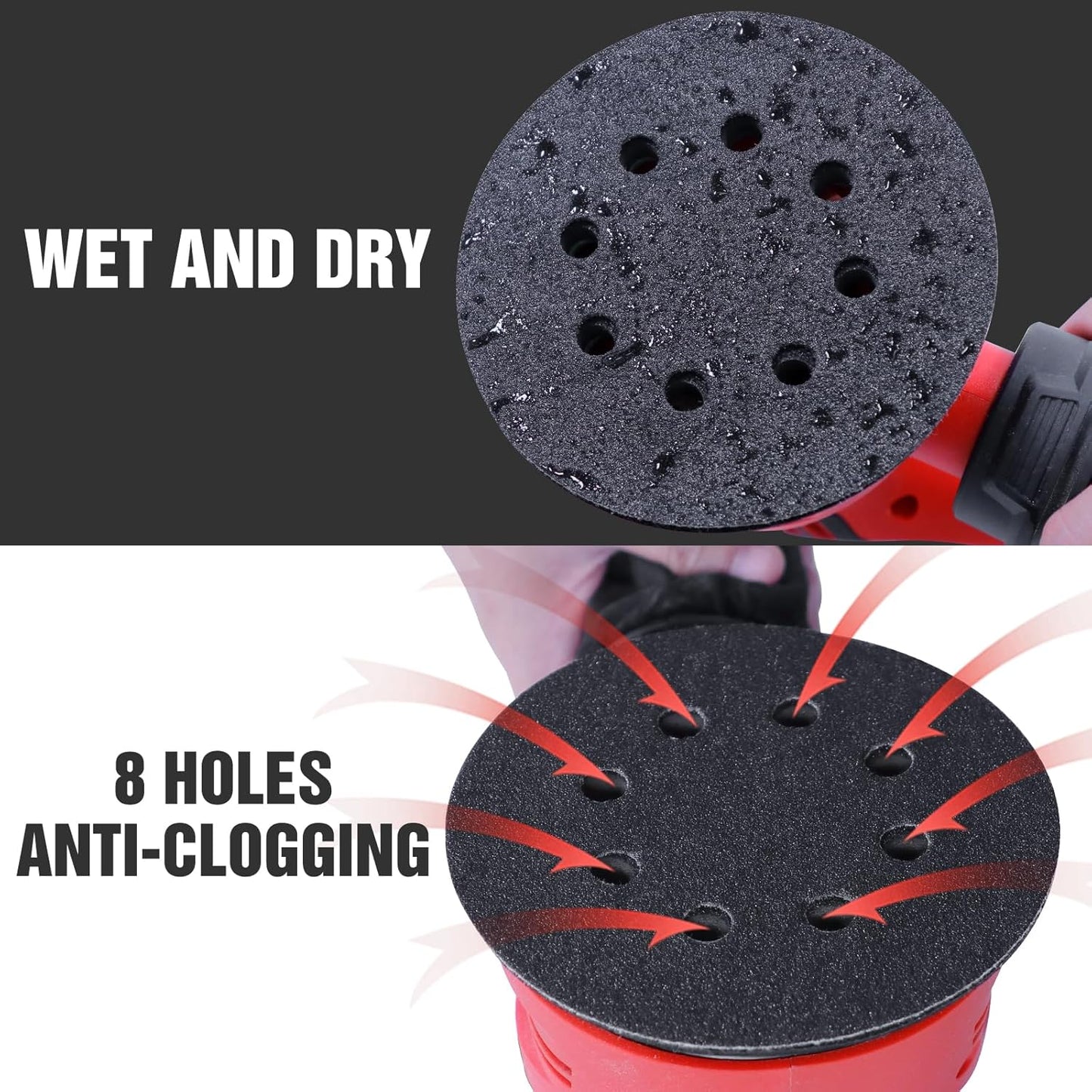 100 Pcs 5 inch Wet Dry Sanding Discs Grit 320 Hook and Loop 8 Hole Silicon Carbide Orbital Sander Sandpaper