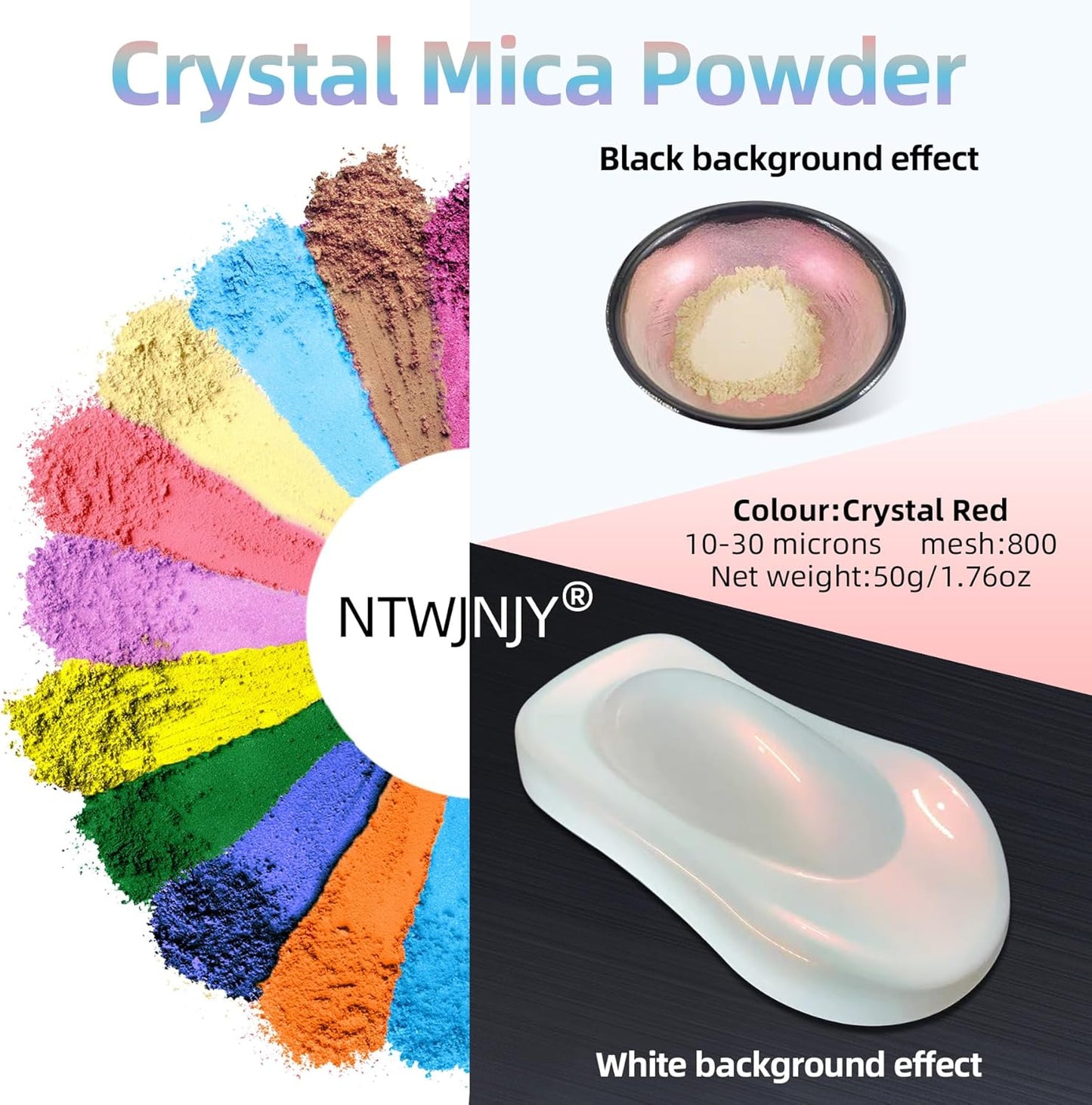 Crystal Red Mica Powder for Epoxy Resin，Natural Shimmer Mica Powder Used for Coloring Resin Artwork, car Spray Paint, Candles, soap, Lip Gloss, Nail Polish(50g/1.7oz)